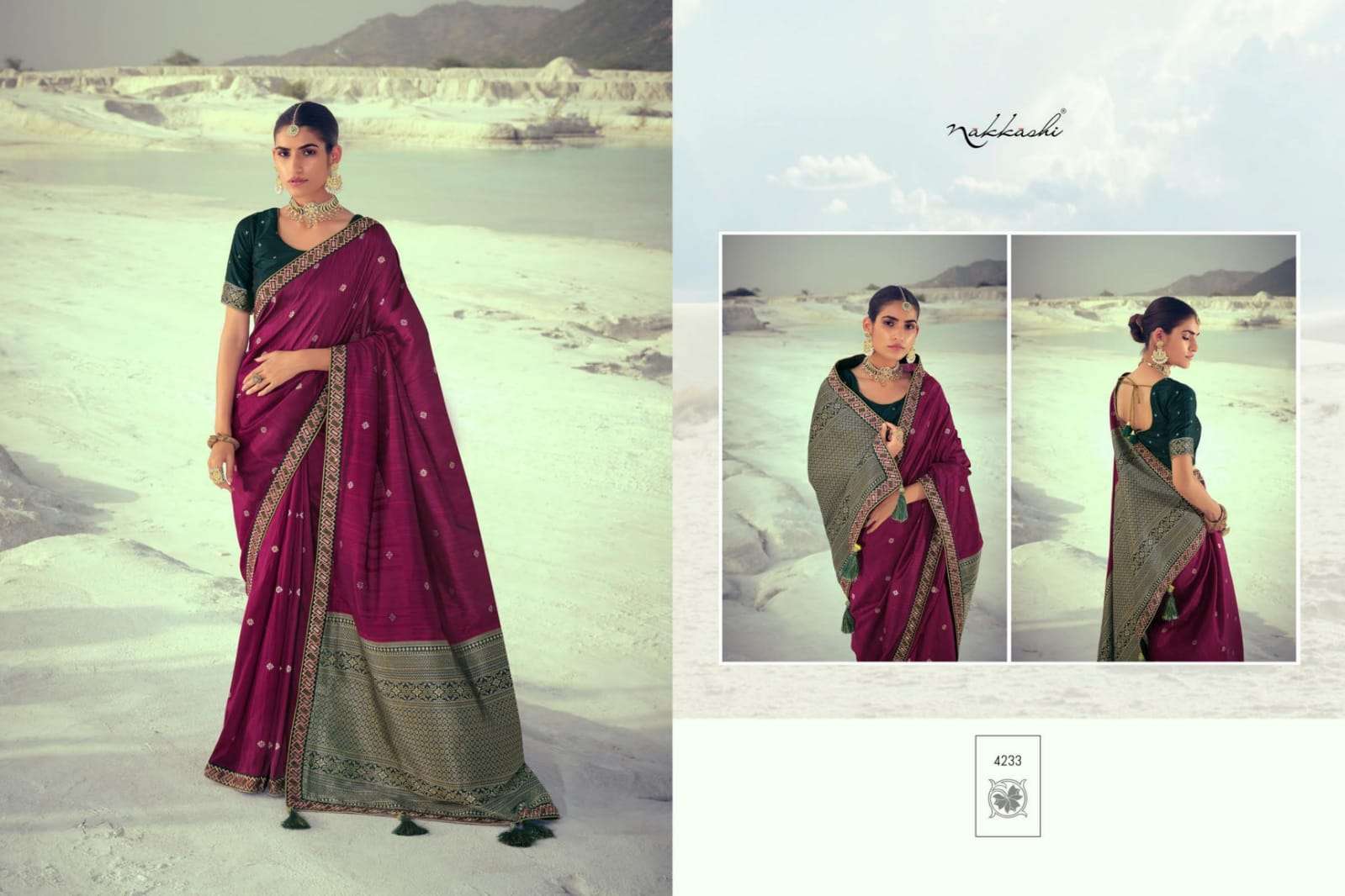 NIKHAAR BY NAKKASHI 4229 TO 4237 SERIES INDIAN TRADITIONAL WEAR COLLECTION BEAUTIFUL STYLISH FANCY COLORFUL PARTY WEAR & OCCASIONAL WEAR SILK EMBROIDERED SAREES AT WHOLESALE PRICE