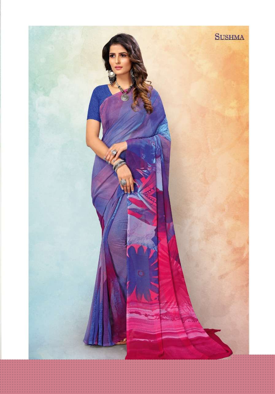SUSHMA 14000 SERIES BY SUSHMA INDIAN TRADITIONAL WEAR COLLECTION BEAUTIFUL STYLISH FANCY COLORFUL PARTY WEAR & OCCASIONAL WEAR GEORGETTE DIGITAL PRINT SAREES AT WHOLESALE PRICE