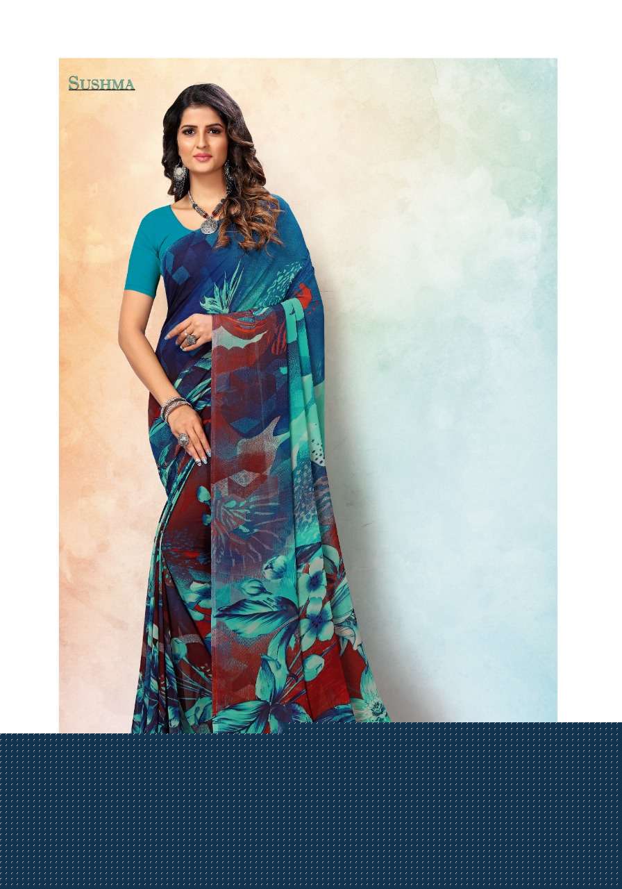 SUSHMA 14000 SERIES BY SUSHMA INDIAN TRADITIONAL WEAR COLLECTION BEAUTIFUL STYLISH FANCY COLORFUL PARTY WEAR & OCCASIONAL WEAR GEORGETTE DIGITAL PRINT SAREES AT WHOLESALE PRICE