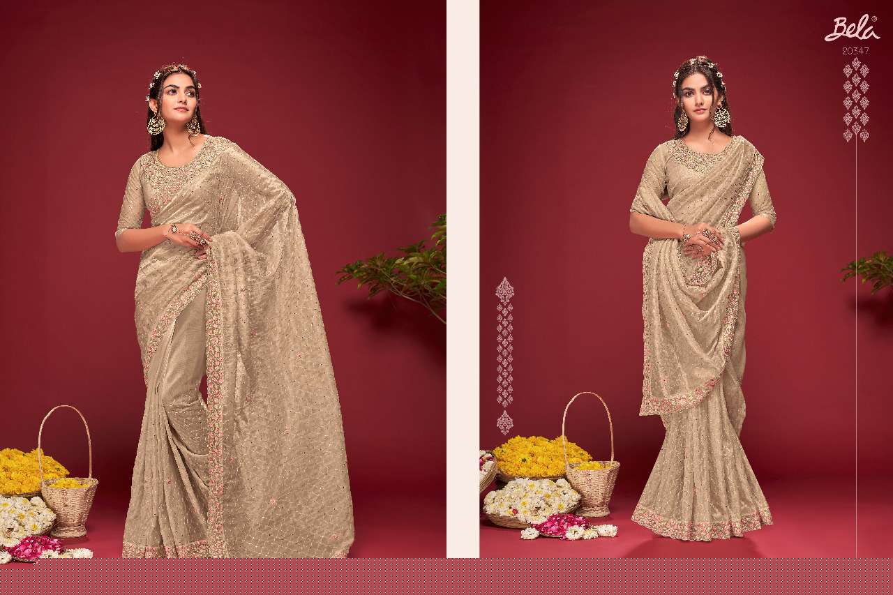 ROSELYN BY BELA FASHION 20340 TO 20348 SERIES INDIAN TRADITIONAL WEAR COLLECTION BEAUTIFUL STYLISH FANCY COLORFUL PARTY WEAR & OCCASIONAL WEAR FANCY SAREES AT WHOLESALE PRICE