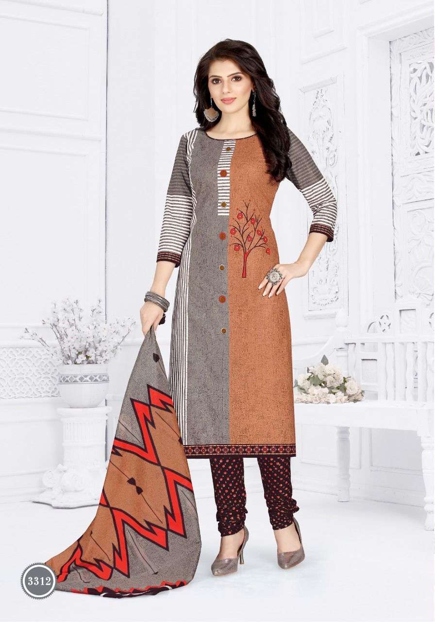 TARA VOL-33 BY COTTON PLUSE 3301 TO 3312 SERIES BEAUTIFUL STYLISH SUITS FANCY COLORFUL CASUAL WEAR & ETHNIC WEAR & READY TO WEAR HEAVY COTTON PRINTED DRESSES AT WHOLESALE PRICE