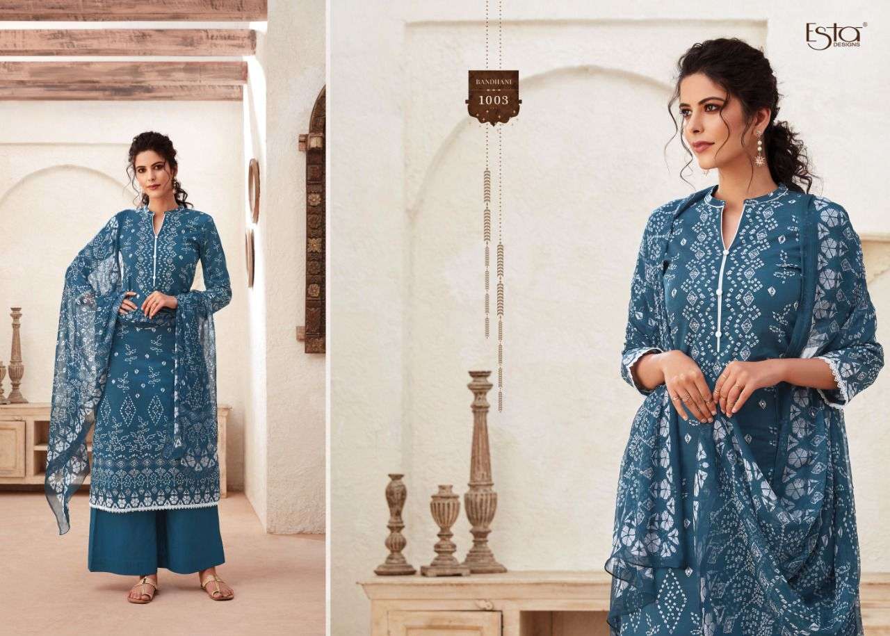 BANDHANI BY ESTA DESIGNS 1001 TO 1010 SERIES BEAUTIFUL SUITS COLORFUL STYLISH FANCY CASUAL WEAR & ETHNIC WEAR HEAVY CHIFFON DIGITAL PRINT DRESSES AT WHOLESALE PRICE