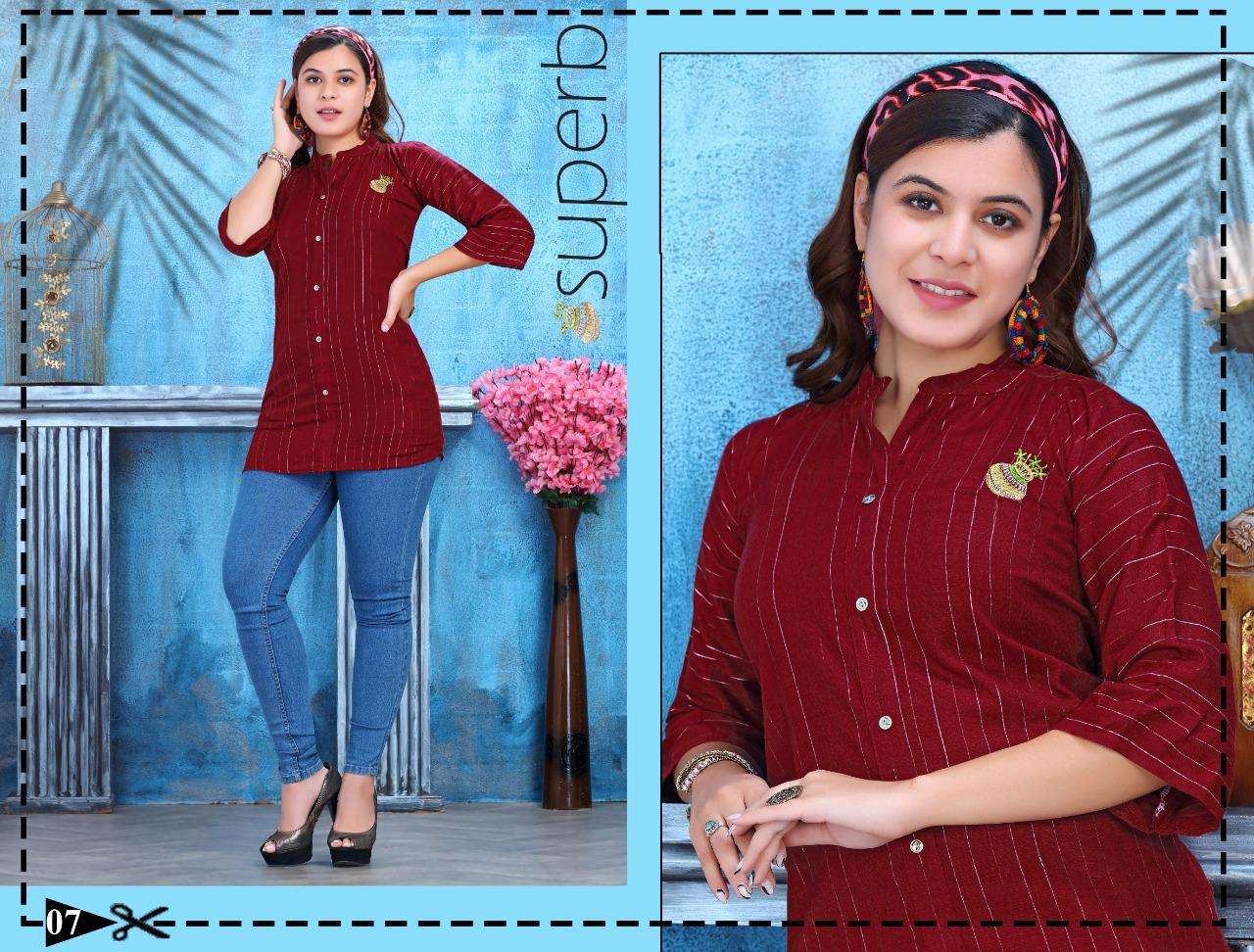 FLOWER BY BEAUTY QUEEN 01 TO 08 SERIES BEAUTIFUL STYLISH FANCY COLORFUL CASUAL WEAR & ETHNIC WEAR HEAVY RAYON EMBROIDERED TOPS AT WHOLESALE PRICE