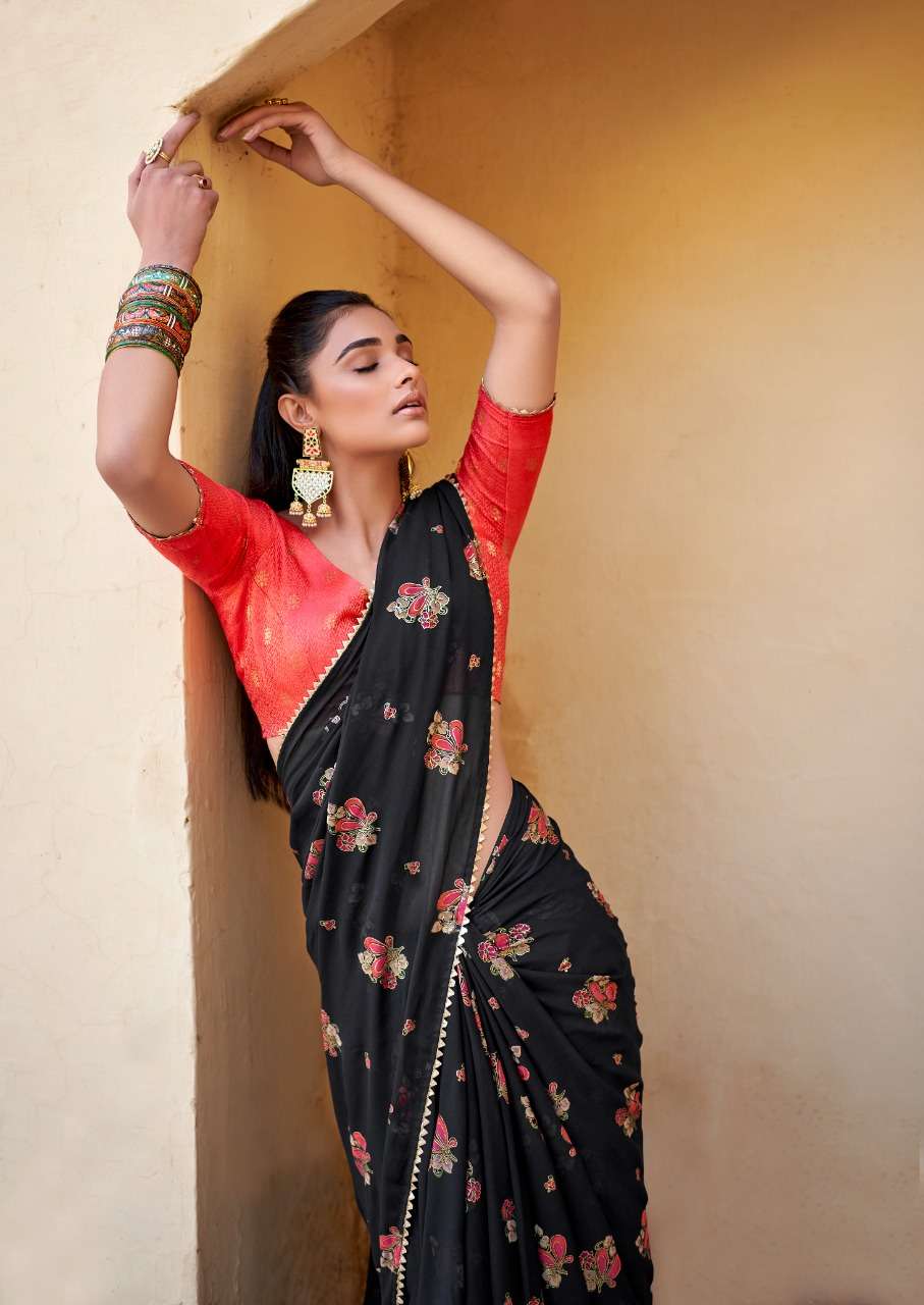 ARIKA BY STAVAN 01 TO 05 SERIES INDIAN TRADITIONAL WEAR COLLECTION BEAUTIFUL STYLISH FANCY COLORFUL PARTY WEAR & OCCASIONAL WEAR GEORGETTE SAREES AT WHOLESALE PRICE