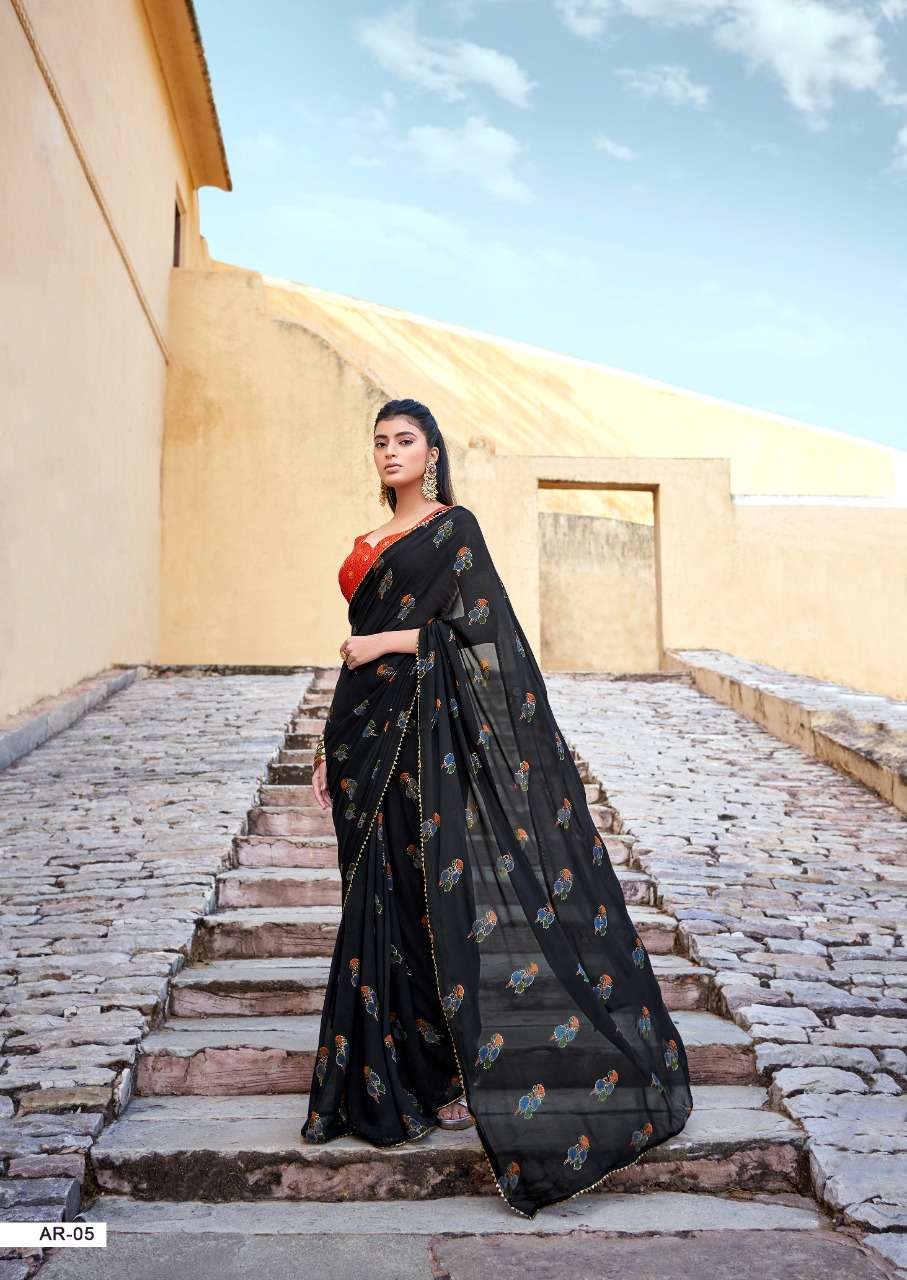 ARIKA BY STAVAN 01 TO 05 SERIES INDIAN TRADITIONAL WEAR COLLECTION BEAUTIFUL STYLISH FANCY COLORFUL PARTY WEAR & OCCASIONAL WEAR GEORGETTE SAREES AT WHOLESALE PRICE