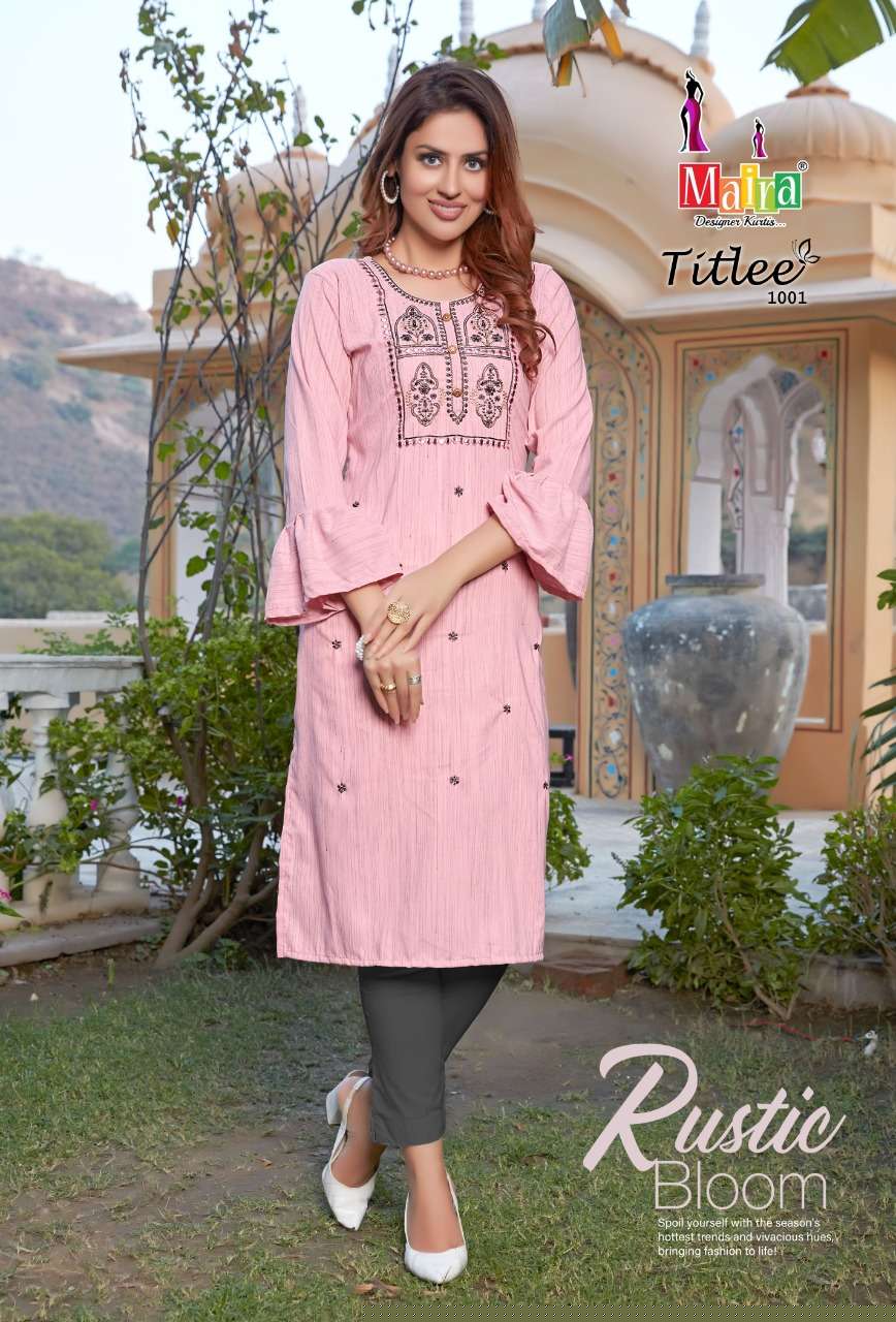 TITLEE BY MAIRA 1001 TO 1008 SERIES DESIGNER STYLISH FANCY COLORFUL BEAUTIFUL PARTY WEAR & ETHNIC WEAR COLLECTION HEAVY SILK EMBROIDERY KURTIS AT WHOLESALE PRICE