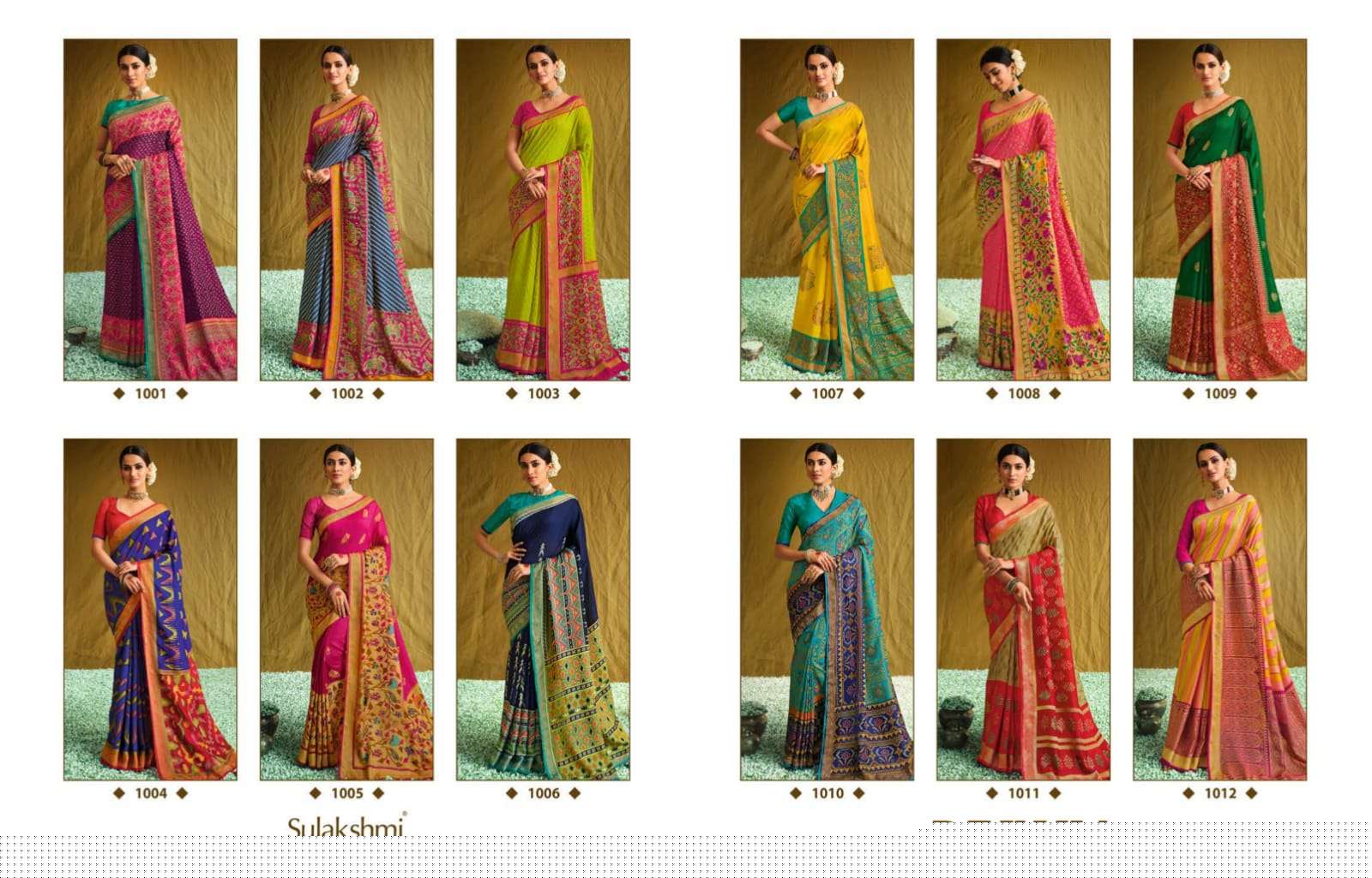 DEVIKA BY SULAKSHMI 1001 TO 1012 SERIES INDIAN TRADITIONAL WEAR COLLECTION BEAUTIFUL STYLISH FANCY COLORFUL PARTY WEAR & OCCASIONAL WEAR VISCOSE BRASSO SAREES AT WHOLESALE PRICE