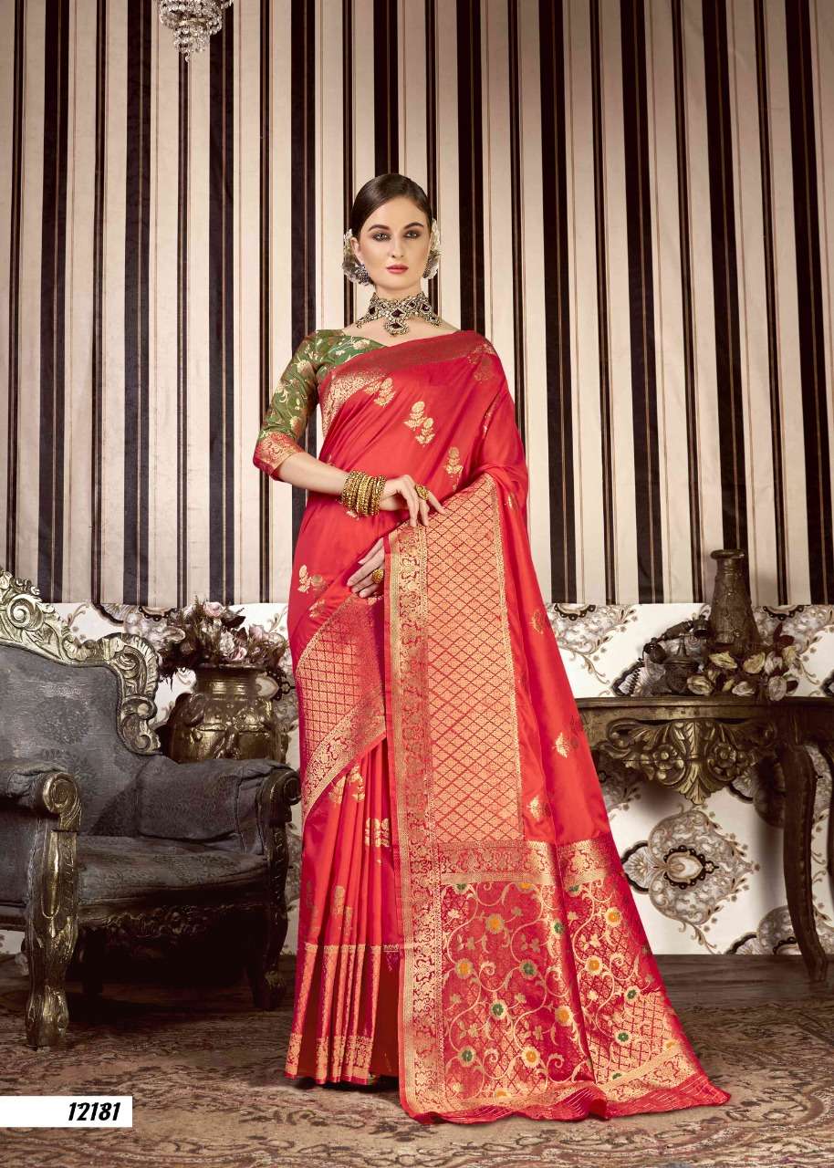 ADHYATAM BY SHAKUNT 12181 TO 12186 SERIES INDIAN TRADITIONAL WEAR COLLECTION BEAUTIFUL STYLISH FANCY COLORFUL PARTY WEAR & OCCASIONAL WEAR SOFT SILK SAREES AT WHOLESALE PRICE