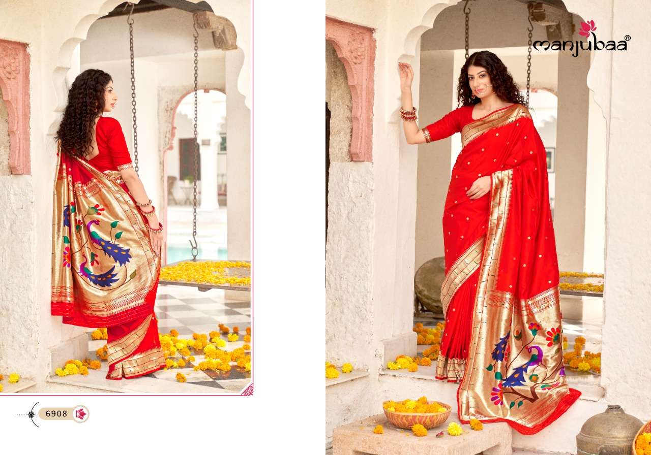 MADHUSHALA PAITHANI BY MANJUBAA CLOTHING 6901 TO 6908 SERIES INDIAN TRADITIONAL WEAR COLLECTION BEAUTIFUL STYLISH FANCY COLORFUL PARTY WEAR & OCCASIONAL WEAR FANCY SAREES AT WHOLESALE PRICE