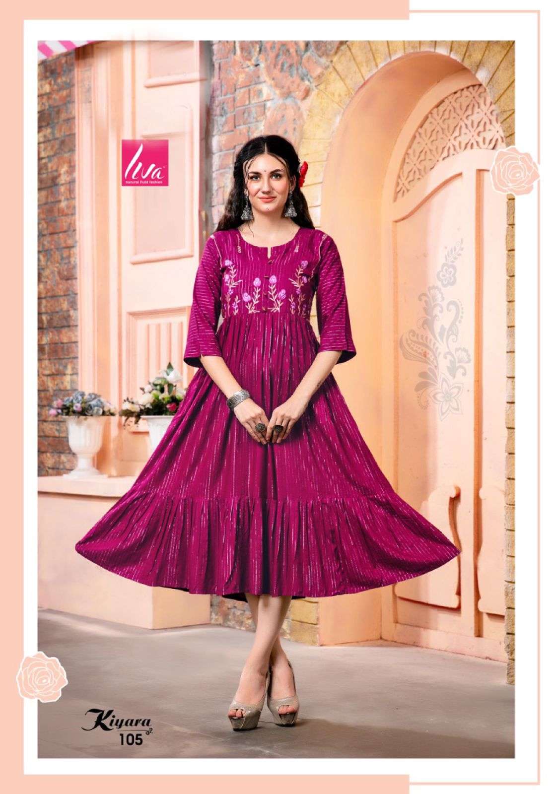 KIYARA BY LIVA 101 TO 108 SERIES DESIGNER STYLISH FANCY COLORFUL BEAUTIFUL PARTY WEAR & ETHNIC WEAR COLLECTION LUREX KURTIS AT WHOLESALE PRICE
