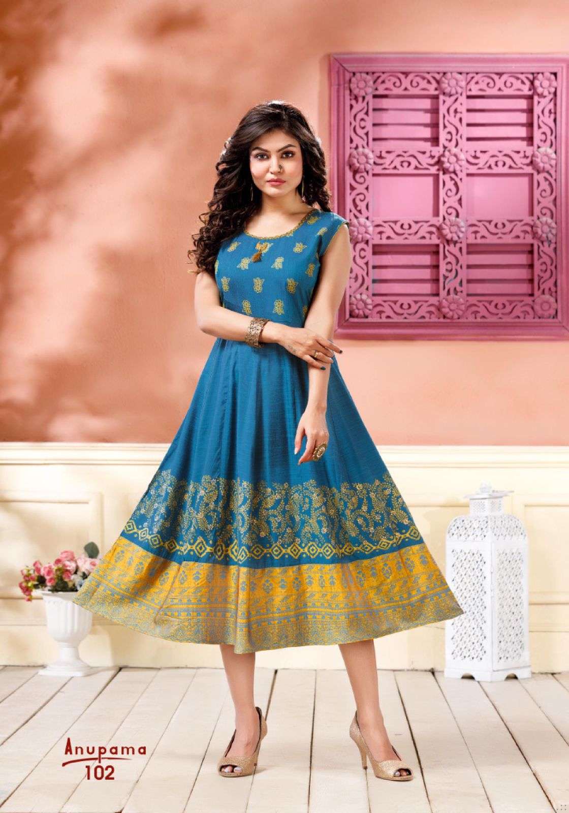 ANUPAMA BY LIVA 101 TO 108 SERIES DESIGNER STYLISH FANCY COLORFUL BEAUTIFUL PARTY WEAR & ETHNIC WEAR COLLECTION RAYON SILK KURTIS AT WHOLESALE PRICE