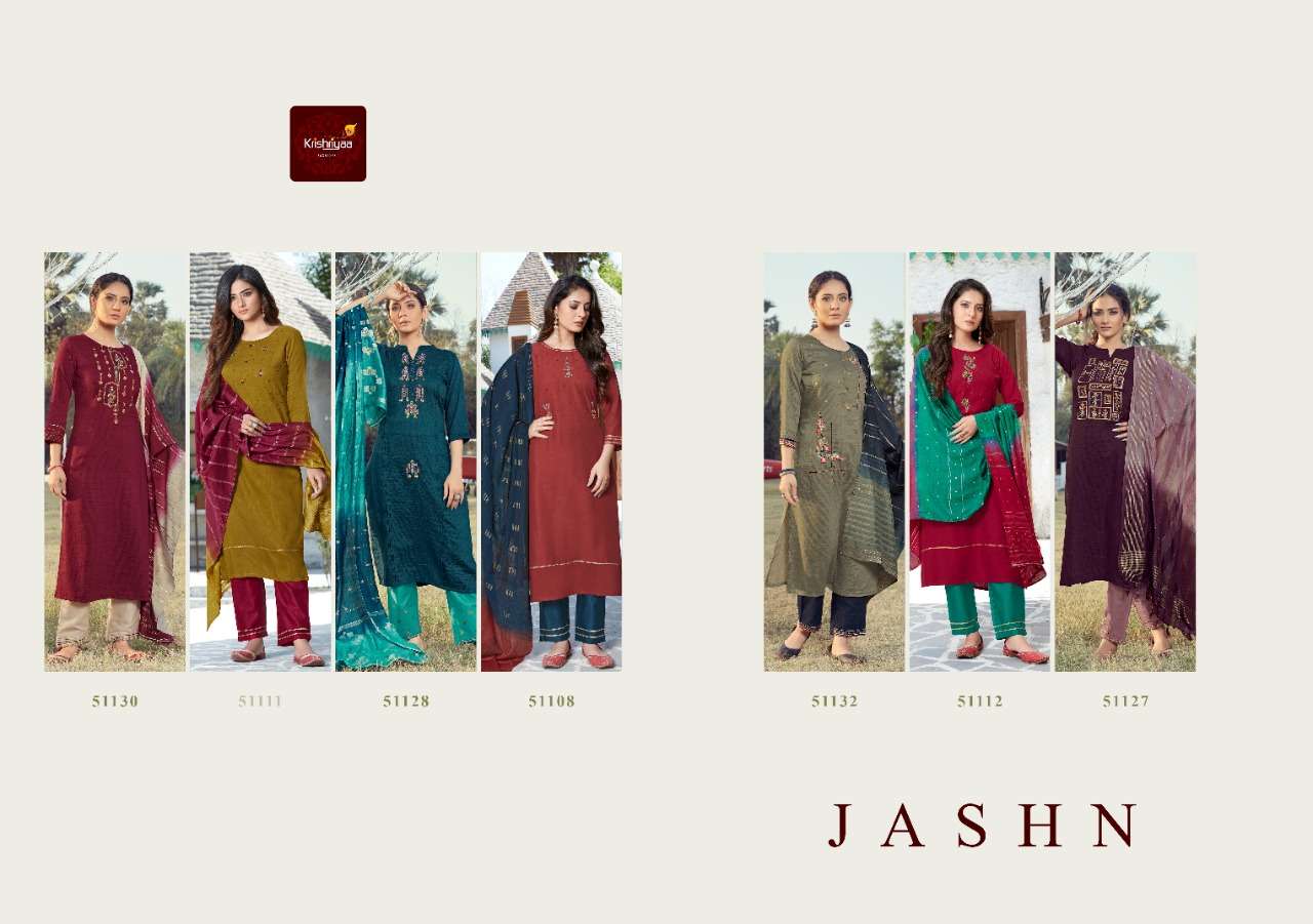 JASHN BY KRISHRIYAA BEAUTIFUL SUITS COLORFUL STYLISH FANCY CASUAL WEAR & ETHNIC WEAR VISCOSE EMBROIDERED DRESSES AT WHOLESALE PRICE
