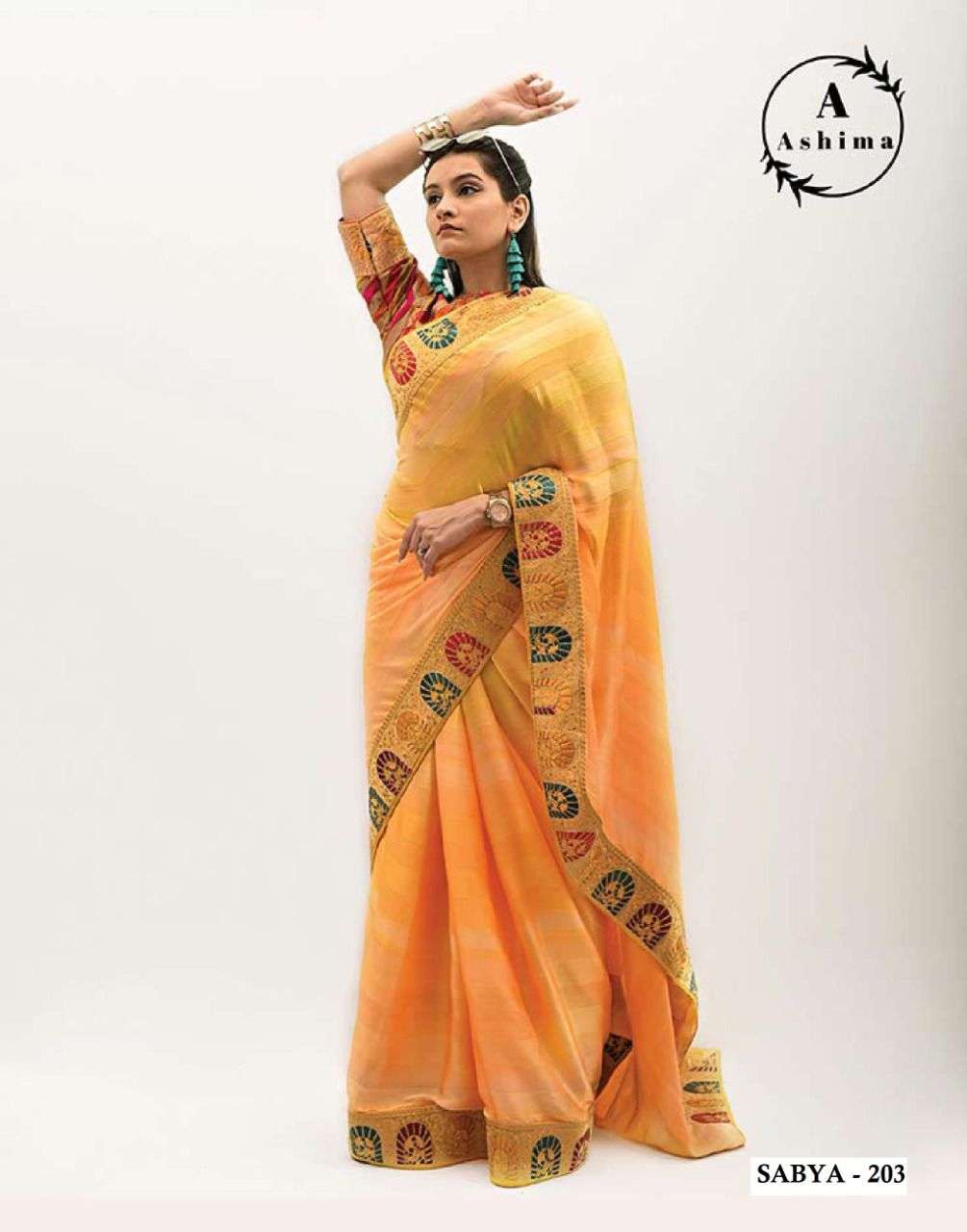 SABYA BY ASHIMA 201 TO 208 SERIES INDIAN TRADITIONAL WEAR COLLECTION BEAUTIFUL STYLISH FANCY COLORFUL PARTY WEAR & OCCASIONAL WEAR SATIN SAREES AT WHOLESALE PRICE