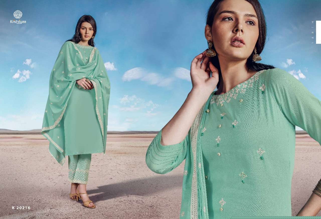EARTH BY KRISHRIYAA 20215 TO 20219 SERIES BEAUTIFUL SUITS COLORFUL STYLISH FANCY CASUAL WEAR & ETHNIC WEAR SOFT MAL DRESSES AT WHOLESALE PRICE