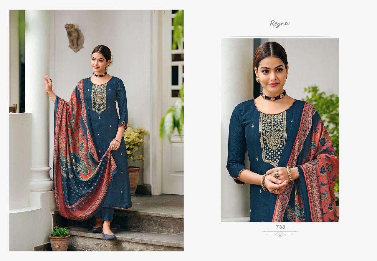 MAKTUB BY REYNA 731 TO 738 SERIES BEAUTIFUL SUITS COLORFUL STYLISH FANCY CASUAL WEAR & ETHNIC WEAR PURE BEMBERG SILK DRESSES AT WHOLESALE PRICE