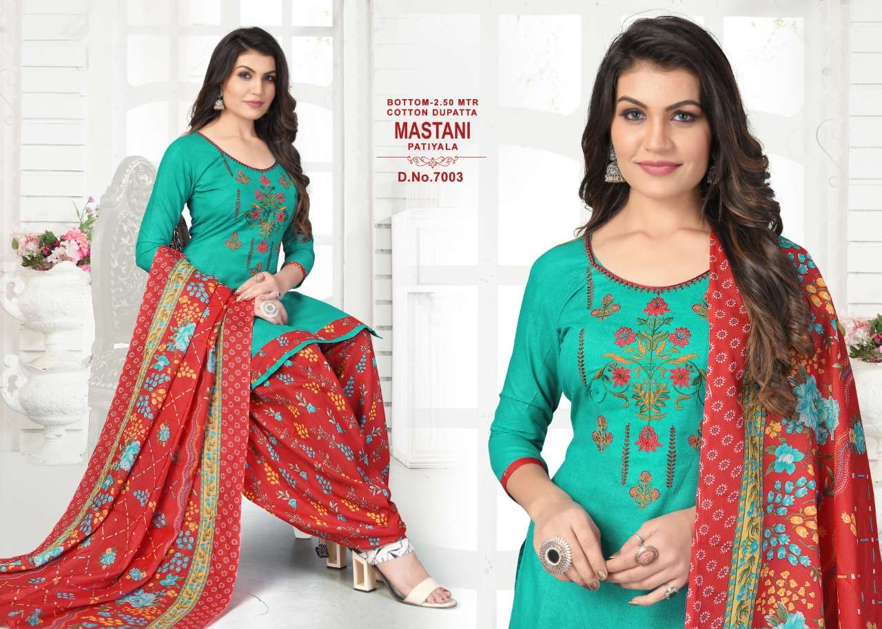 MASTANI VOL-7 BY JK COTTON CLUB 7001 TO 7012 SERIES BEAUTIFUL SUITS COLORFUL STYLISH FANCY CASUAL WEAR & ETHNIC WEAR HEAVY COTTON DRESSES AT WHOLESALE PRICE