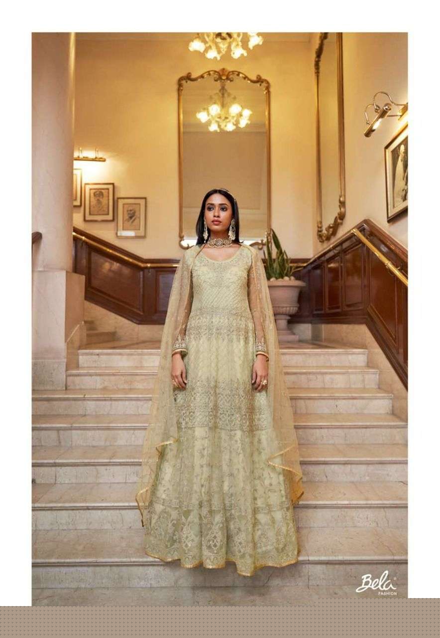SABHYATA BY BELA FASHION 3007 TO 3012 SERIES BEAUTIFUL ANARKALI SUITS COLORFUL STYLISH FANCY CASUAL WEAR & ETHNIC WEAR NET EMBROIDERED DRESSES AT WHOLESALE PRICE