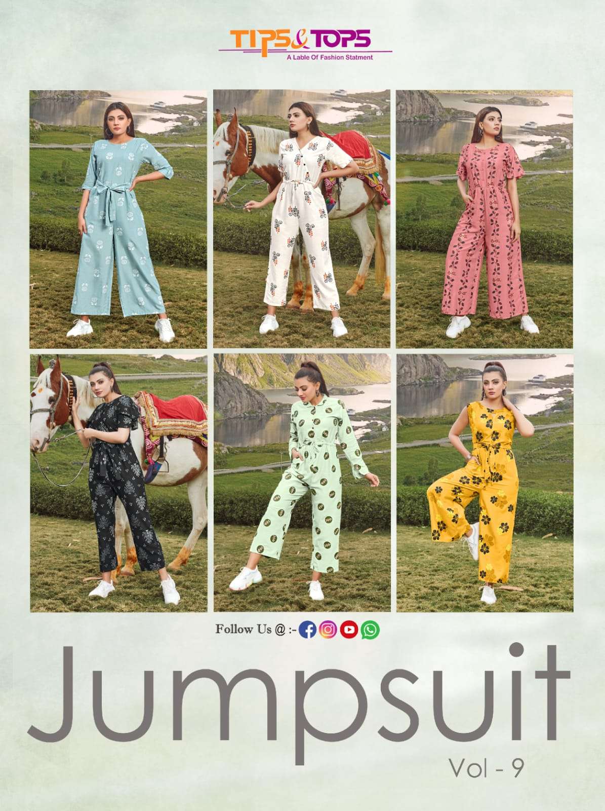 JUMPSUIT VOL-9 BY TIPS AND TOPS 901 TO 906 SERIES DESIGNER STYLISH FANCY COLORFUL BEAUTIFUL PARTY WEAR & ETHNIC WEAR COLLECTION HEAVY RAYON PRINT JUMPSUIT AT WHOLESALE PRICE
