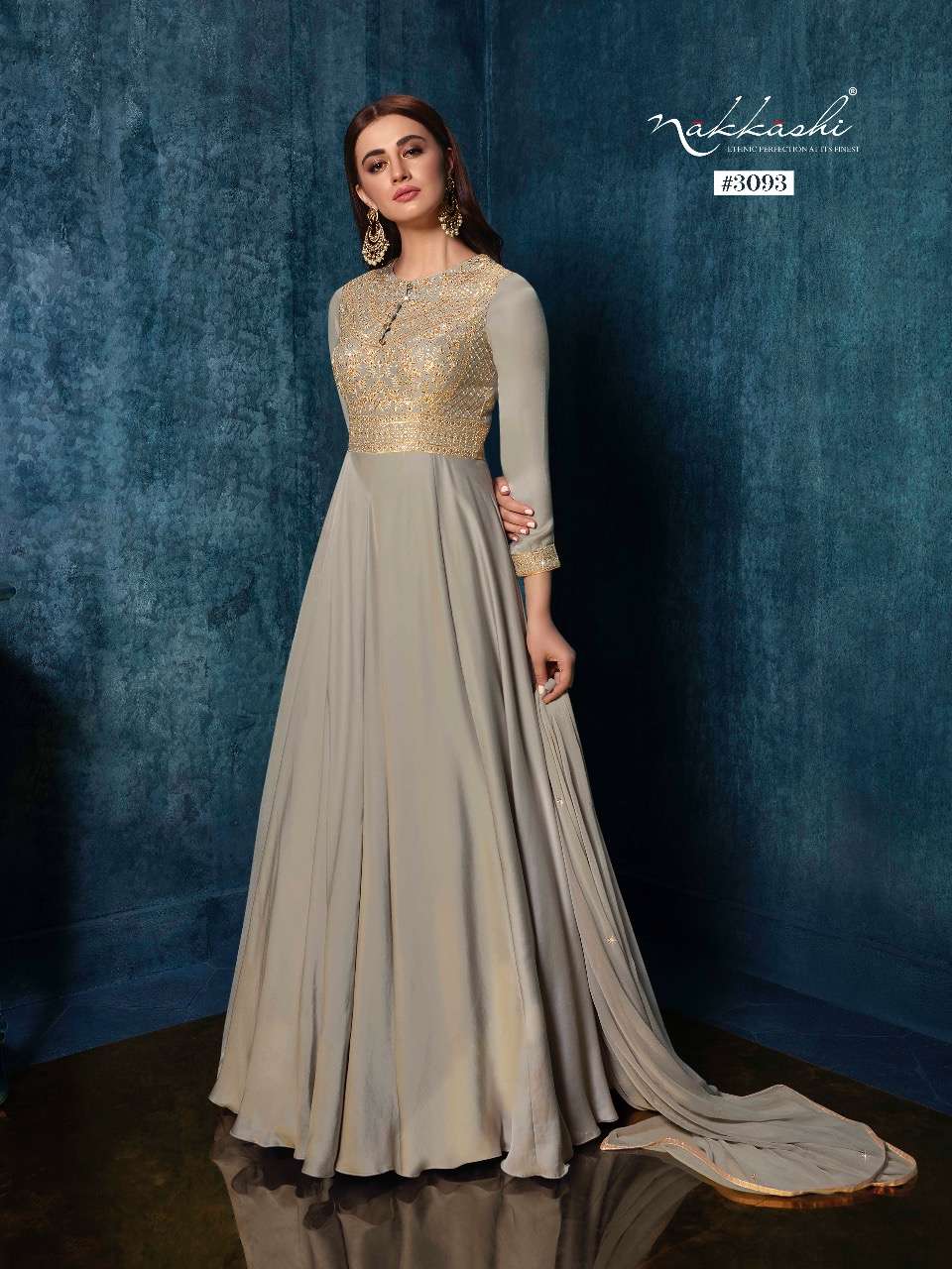 BREEZE BY NAKKASHI 3087 TO 3093 SERIES BEAUTIFUL STYLISH FANCY COLORFUL CASUAL WEAR & ETHNIC WEAR MODAL SATIN GOWNS WITH DUPATTA AT WHOLESALE PRICE