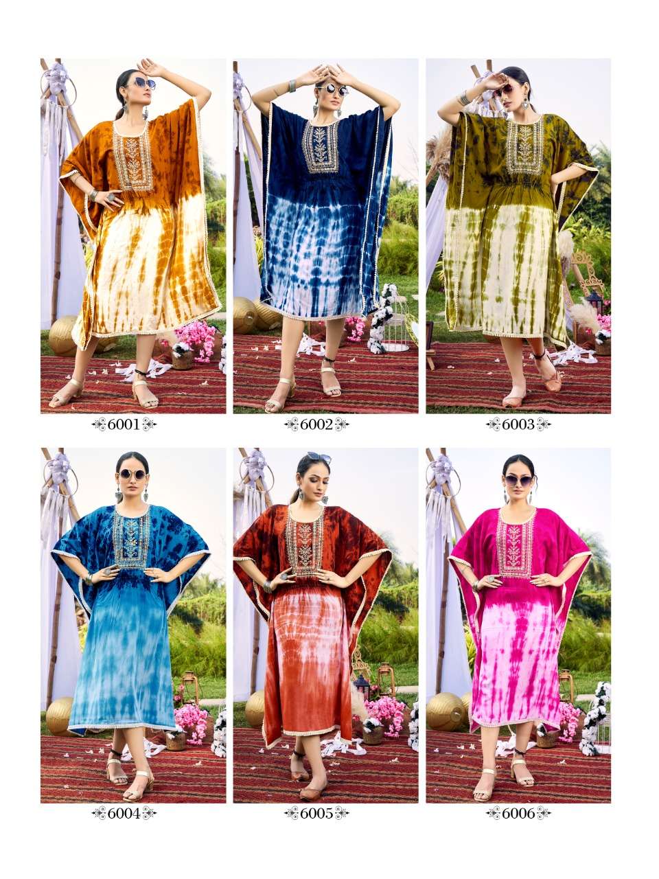 KAF TAN BY ART RIDDHS 6001 TO 6006 SERIES DESIGNER STYLISH FANCY COLORFUL BEAUTIFUL PARTY WEAR & ETHNIC WEAR COLLECTION RAYON PRINT KAFTAN AT WHOLESALE PRICE
