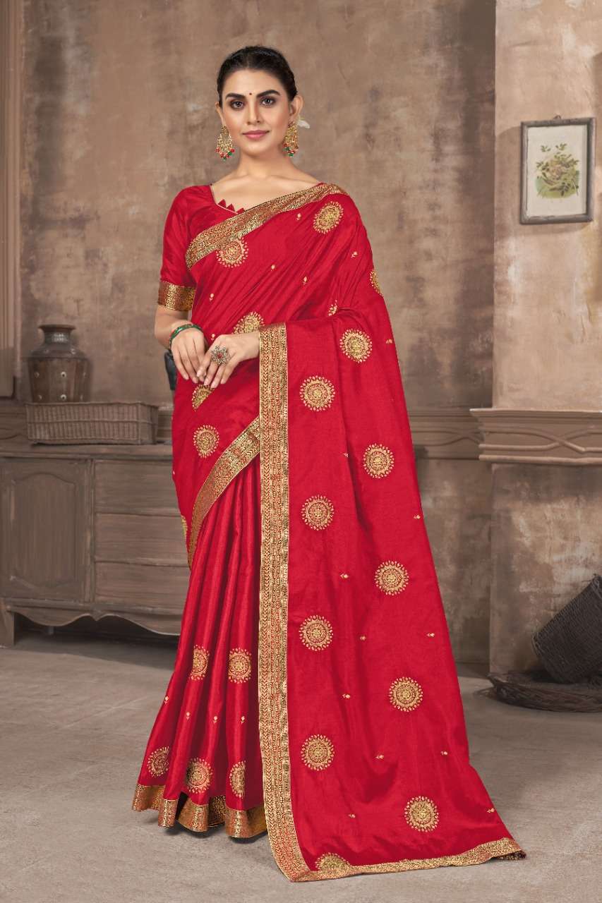 ST-1337 SERIES BY FASHID WHOLESALE 1337 TO 1341 SERIES INDIAN TRADITIONAL WEAR COLLECTION BEAUTIFUL STYLISH FANCY COLORFUL PARTY WEAR & OCCASIONAL WEAR VICHITRA SILK SAREES AT WHOLESALE PRICE