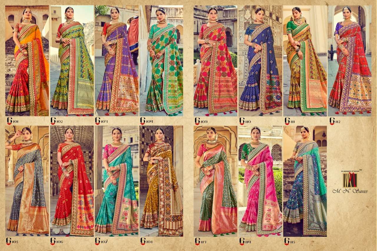Raj Gharana Vol-2 By M N Sarees 6101 To 6115 Series Indian Traditional Wear Collection Beautiful Stylish Fancy Colorful Party Wear & Occasional Wear Pure Silk Sarees At Wholesale Price