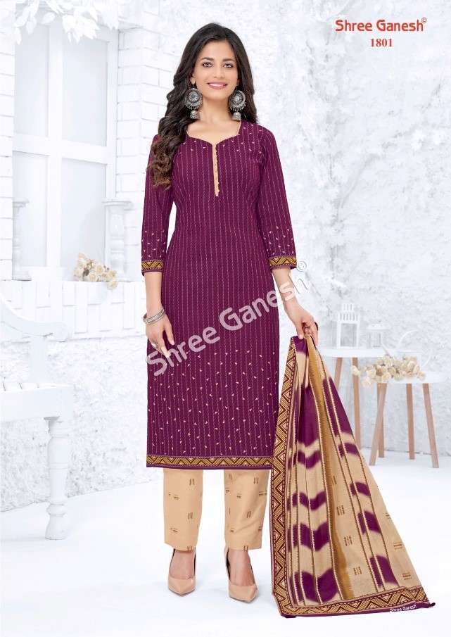 SAMAIYRA VOL-8 BY SHREE GANESH 1801 TO 1828 SERIES INDIAN TRADITIONAL WEAR COLLECTION BEAUTIFUL STYLISH FANCY COLORFUL PARTY WEAR & OCCASIONAL WEAR PURE COTTON PRINT DRESSES AT WHOLESALE PRICE