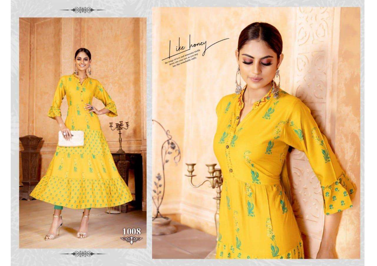 SHRUTI BY BEAUTY QUEEN 1001 TO 1008 SERIES DESIGNER STYLISH FANCY COLORFUL BEAUTIFUL PARTY WEAR & ETHNIC WEAR COLLECTION RAYON FOIL PRINT KURTIS AT WHOLESALE PRICE