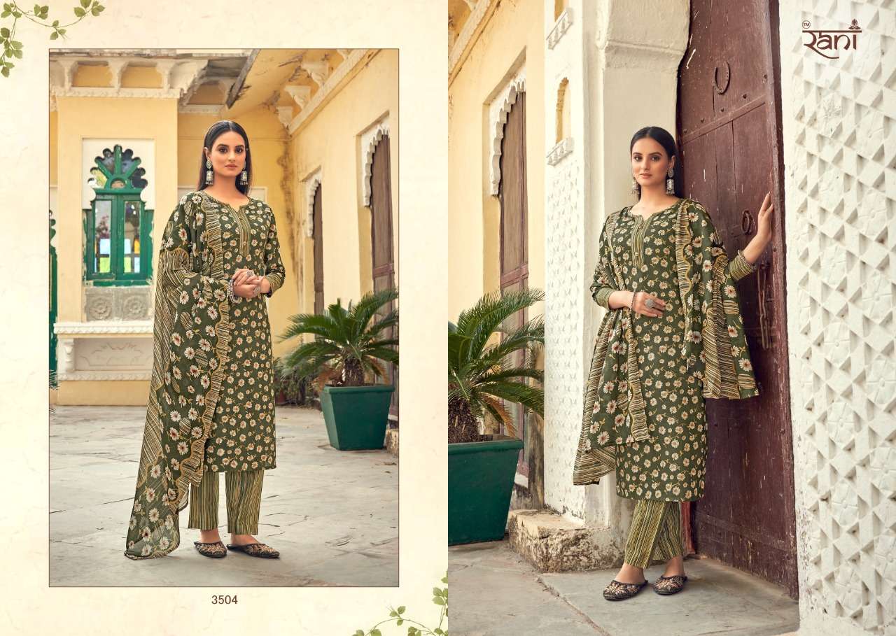 KASHVI VOL-2 BY RANI FASHION 3501 TO 3512 SERIES BEAUTIFUL STYLISH SUITS FANCY COLORFUL CASUAL WEAR & ETHNIC WEAR & READY TO WEAR PURE COTTON PRINTED DRESSES AT WHOLESALE PRICE