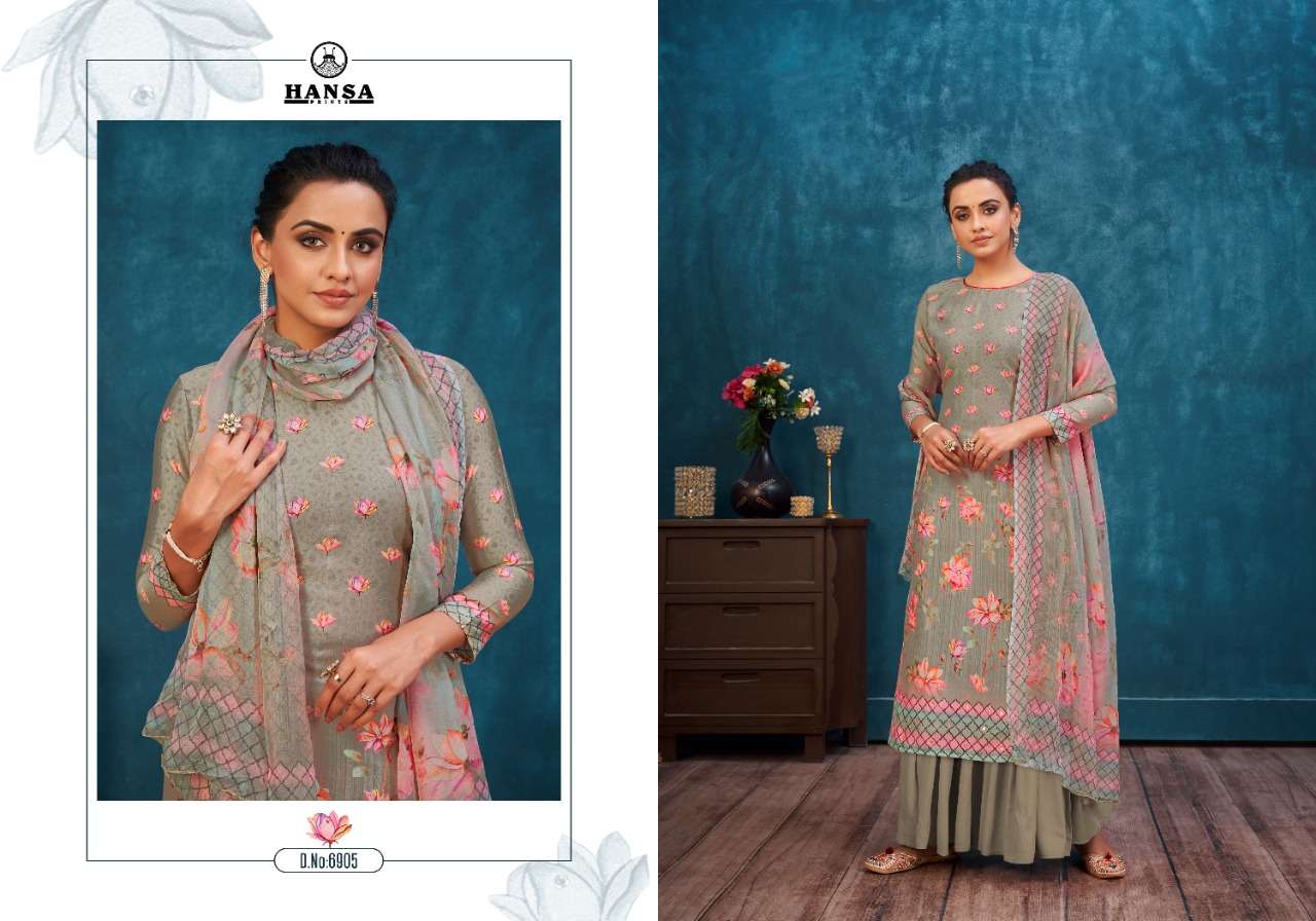 HIDAYA PRIYANKA BY HANSA PRINT 6901 TO 6906 SERIES BEAUTIFUL STYLISH SUITS FANCY COLORFUL CASUAL WEAR & ETHNIC WEAR & READY TO WEAR PURE COTTON DIGITAL PRINT WITH WORK DRESSES AT WHOLESALE PRICE