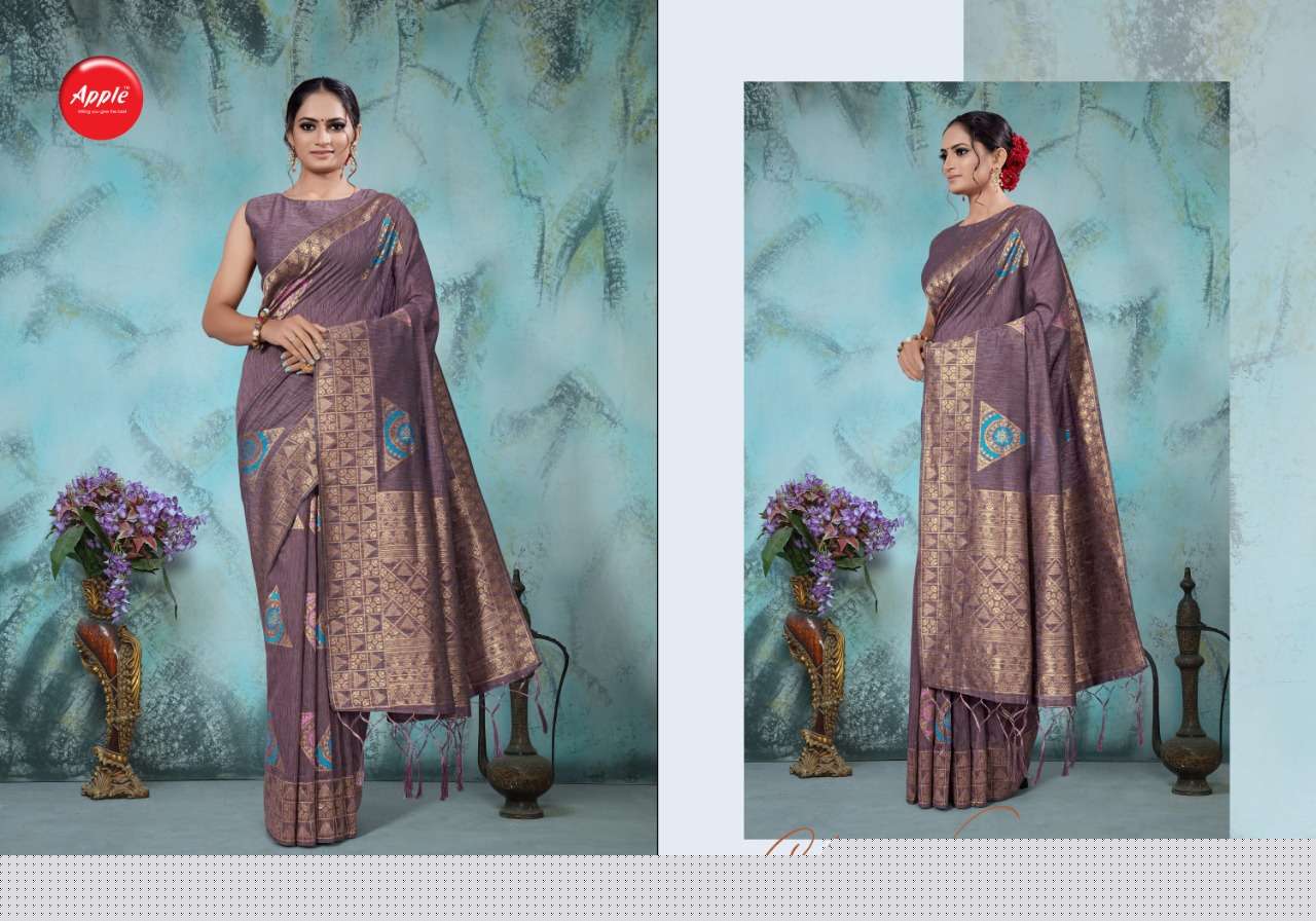 NAVIBHU VOL-5 BY APPLE 5001 TO 5009 SERIES INDIAN TRADITIONAL WEAR COLLECTION BEAUTIFUL STYLISH FANCY COLORFUL PARTY WEAR & OCCASIONAL WEAR HANDLOOM SILK SAREES AT WHOLESALE PRICE