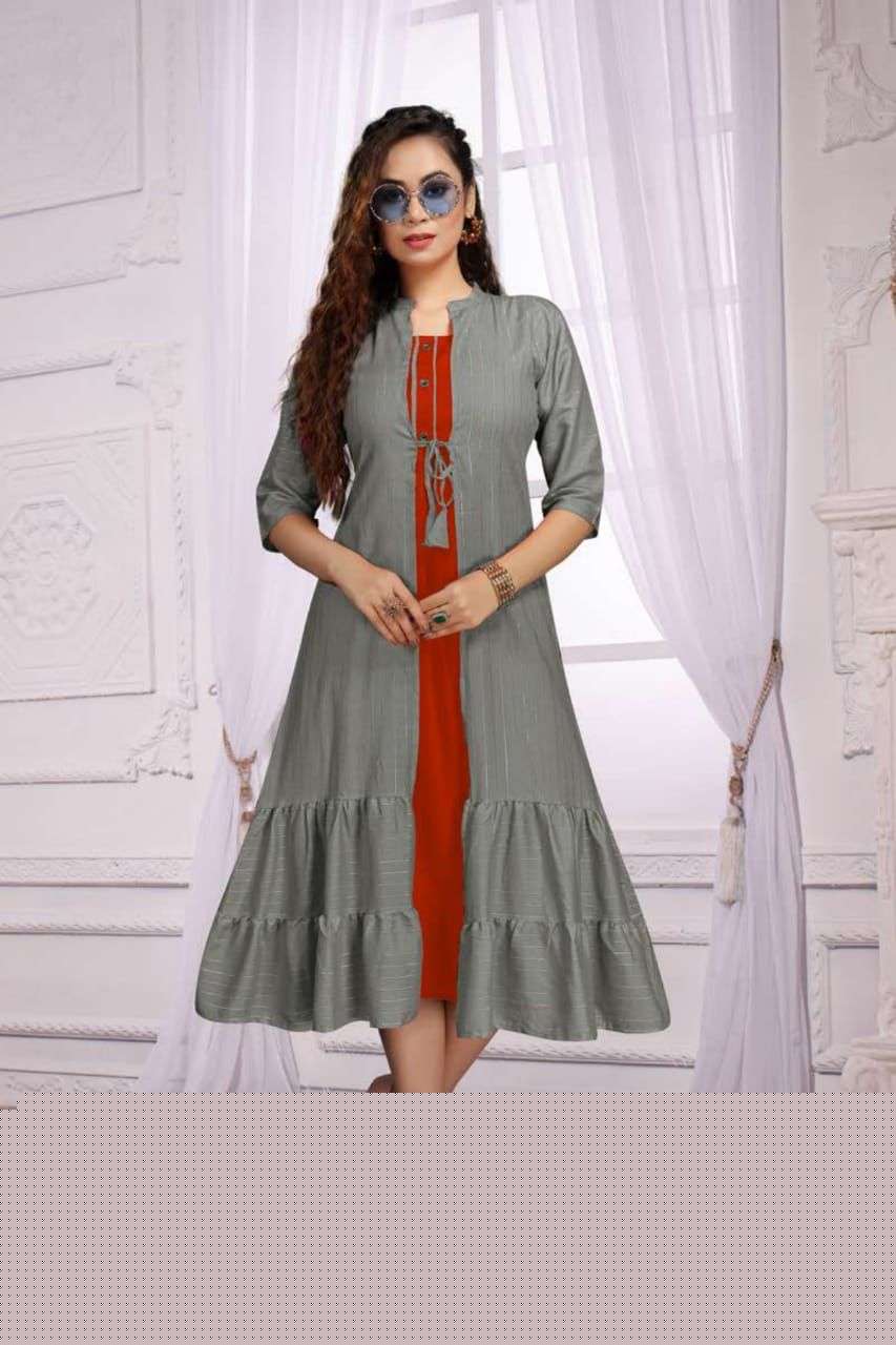 LADALI VOL-2 BY BEAUTY QUEEN 7443-A TO 7443-F SERIES DESIGNER STYLISH FANCY COLORFUL BEAUTIFUL PARTY WEAR & ETHNIC WEAR COLLECTION HEAVY RAYON KURTIS WITH JACKET AT WHOLESALE PRICE