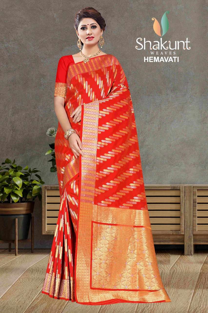 HEMAVATI BY SHAKUNT 1001 TO 1006 SERIES INDIAN TRADITIONAL WEAR COLLECTION BEAUTIFUL STYLISH FANCY COLORFUL PARTY WEAR & OCCASIONAL WEAR SOFT SILK SAREES AT WHOLESALE PRICE