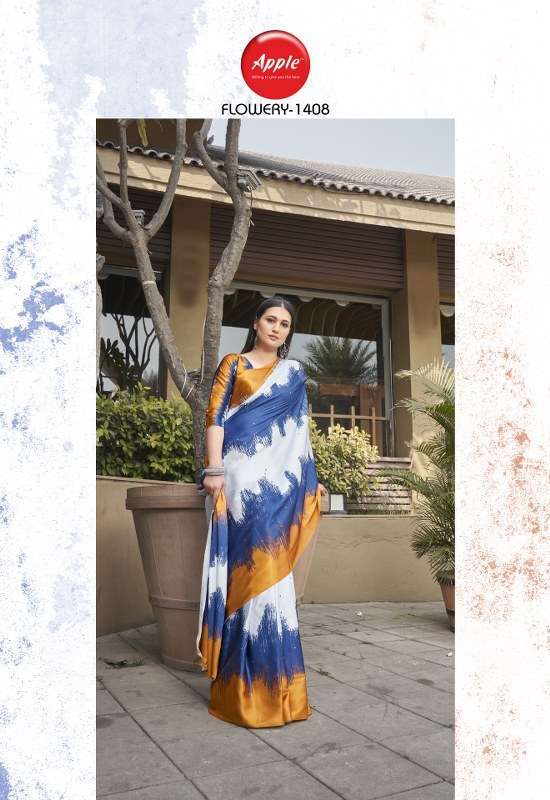 FLOWERY VOL-14 BY APPLE 1401 TO 1408 SERIES INDIAN TRADITIONAL WEAR COLLECTION BEAUTIFUL STYLISH FANCY COLORFUL PARTY WEAR & OCCASIONAL WEAR JAPAN SAREES AT WHOLESALE PRICE