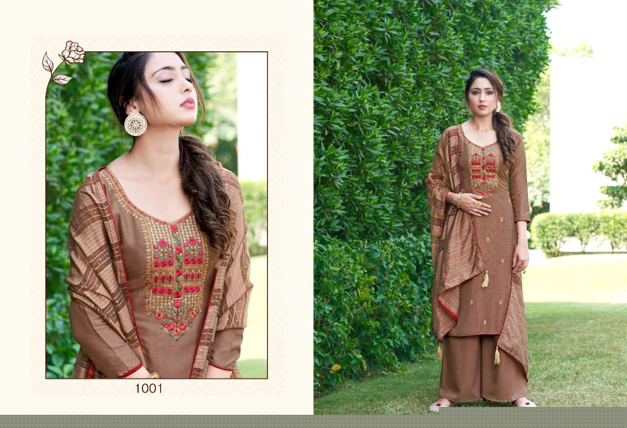 MAHFIL BY SWEETY FASHION 1001 TO 1006 SERIES BEAUTIFUL SUITS COLORFUL STYLISH FANCY CASUAL WEAR & ETHNIC WEAR CREPE EMBROIDERED DRESSES AT WHOLESALE PRICE