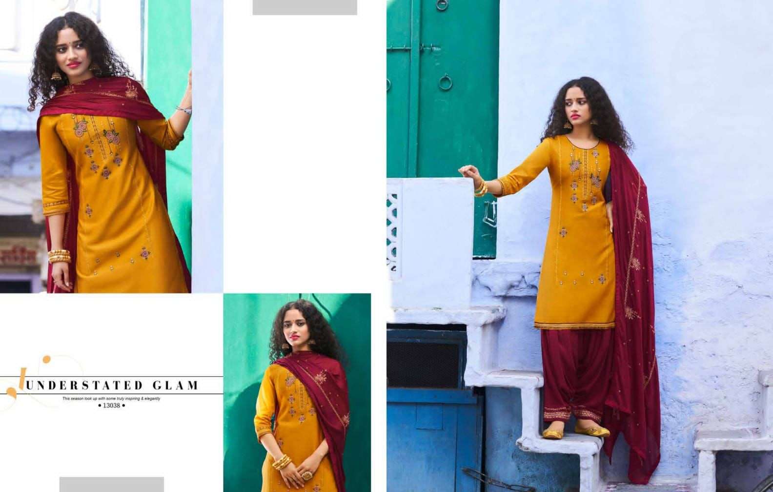 ZARKAN BY PATIYALA BY KALAROOP 13033 TO 13038 SERIES BEAUTIFUL SUITS COLORFUL STYLISH FANCY CASUAL WEAR & ETHNIC WEAR JAM SILK DRESSES AT WHOLESALE PRICE