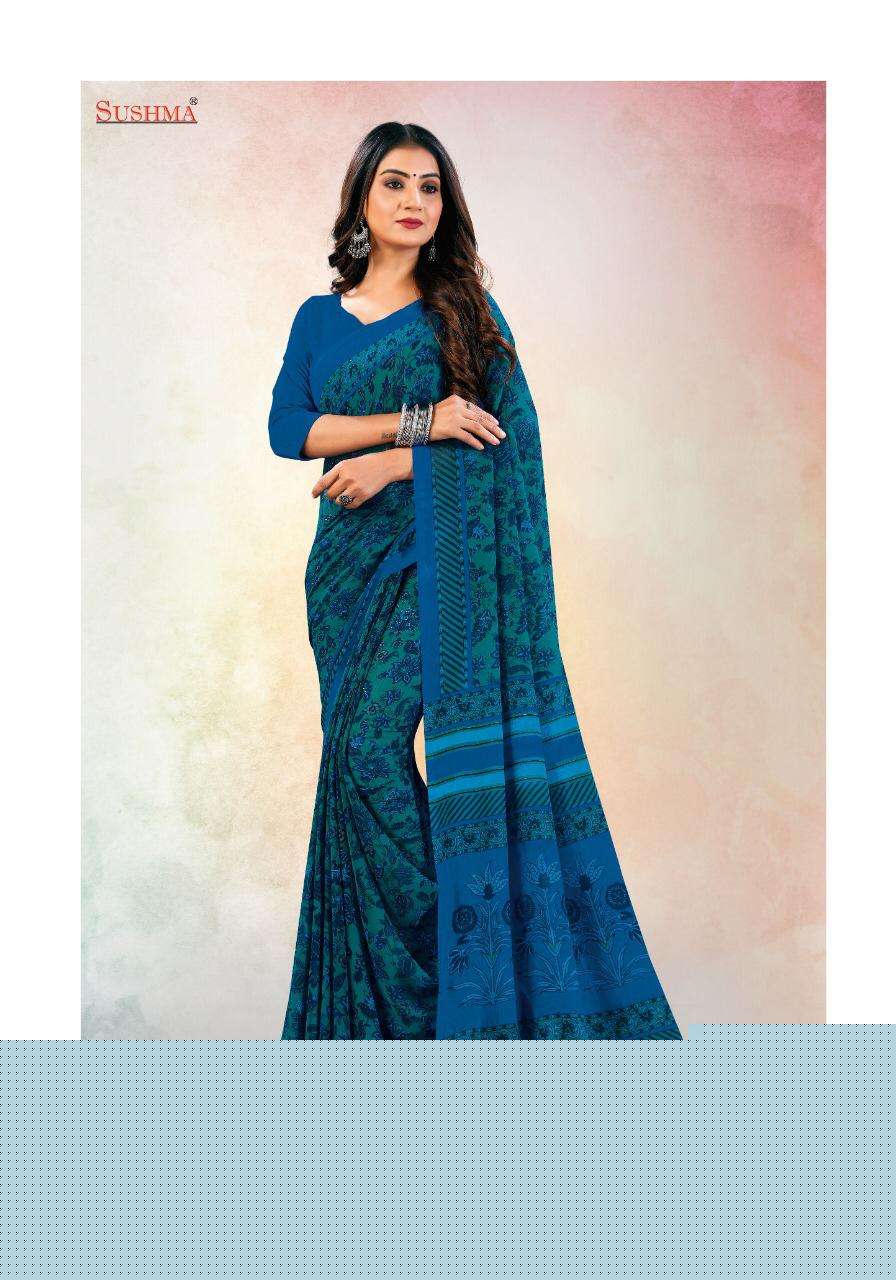 SILKY GEMS BY SUSHMA INDIAN TRADITIONAL WEAR COLLECTION BEAUTIFUL STYLISH FANCY COLORFUL PARTY WEAR & OCCASIONAL WEAR SILK GEORGETTE SAREES AT WHOLESALE PRICE