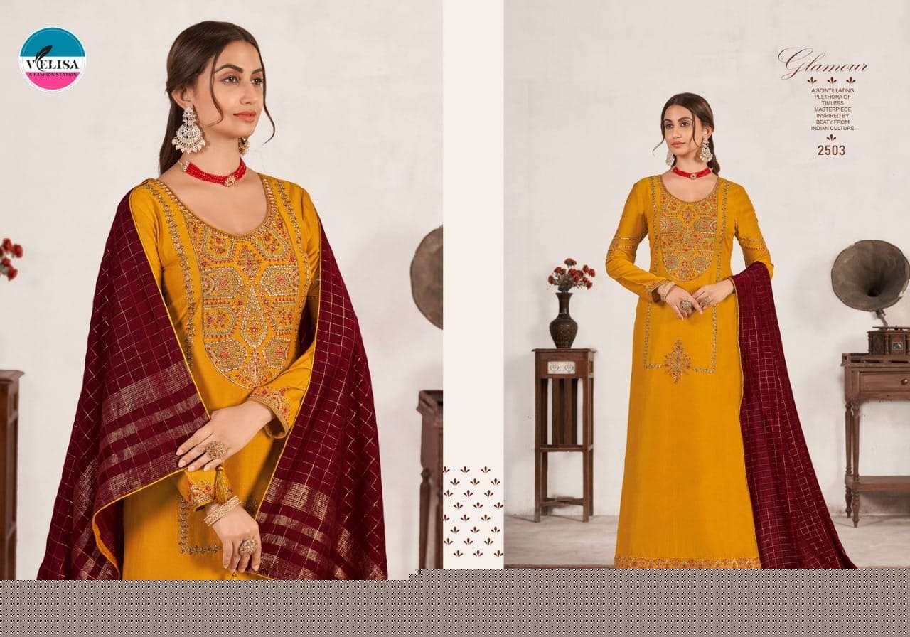 MAHI BY VELISA 2501 TO 2504 SERIES BEAUTIFUL SUITS COLORFUL STYLISH FANCY CASUAL WEAR & ETHNIC WEAR PURE SILK WITH WORK DRESSES AT WHOLESALE PRICE