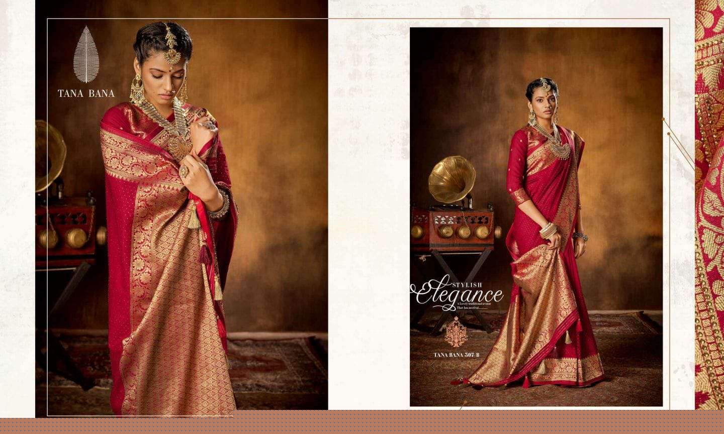 TANA BANA 307 COLOURS BY TANA BANA 307-A TO 307-E SERIES INDIAN TRADITIONAL WEAR COLLECTION BEAUTIFUL STYLISH FANCY COLORFUL PARTY WEAR & OCCASIONAL WEAR PURE SILK SAREES AT WHOLESALE PRICE