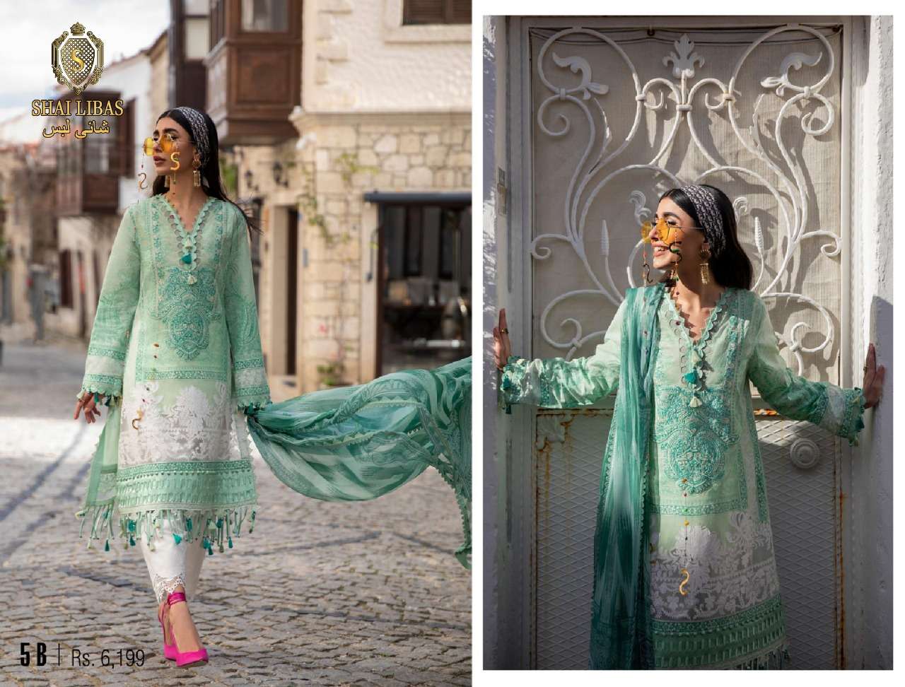 MUZLIN BY SHAI LIBAS DESIGNER PAKISTANI WEAR COLLECTION BEAUTIFUL STYLISH FANCY COLORFUL PARTY WEAR & OCCASIONAL WEAR PURE LAWN COTTON EMBROIDERED DRESSES AT WHOLESALE PRICE