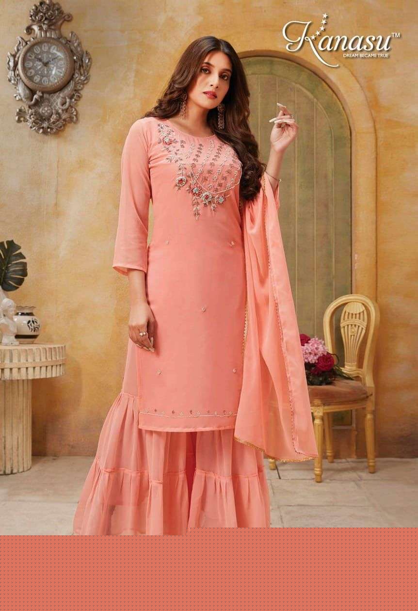 LUYCEE BY KANASU 2001 TO 2008 SERIES BEAUTIFUL SHARARA SUITS COLORFUL STYLISH FANCY CASUAL WEAR & ETHNIC WEAR GEORGETTE DRESSES AT WHOLESALE PRICE