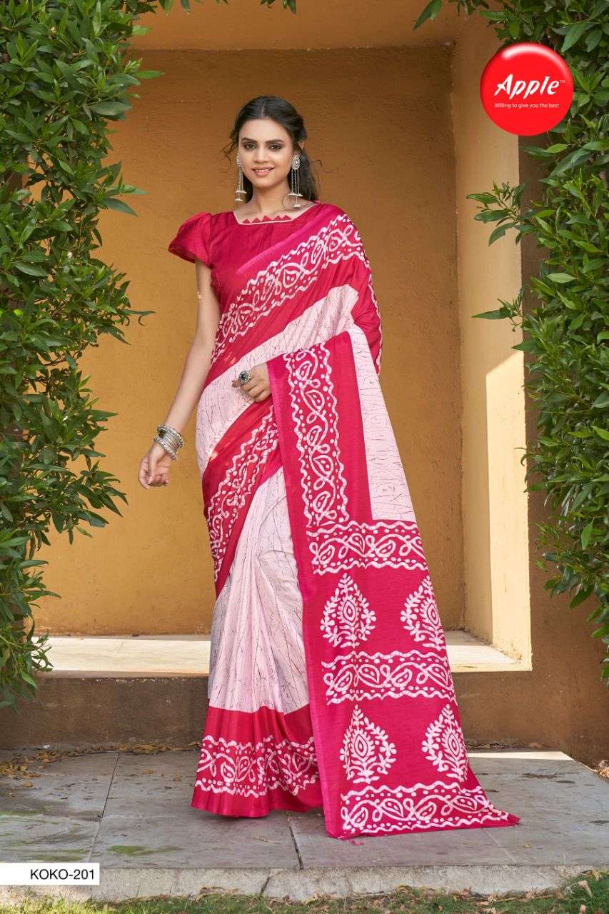 KOKO VOL-2 BY APPLE 201 TO 212 SERIES INDIAN TRADITIONAL WEAR COLLECTION BEAUTIFUL STYLISH FANCY COLORFUL PARTY WEAR & OCCASIONAL WEAR DOLA SILK SAREES AT WHOLESALE PRICE