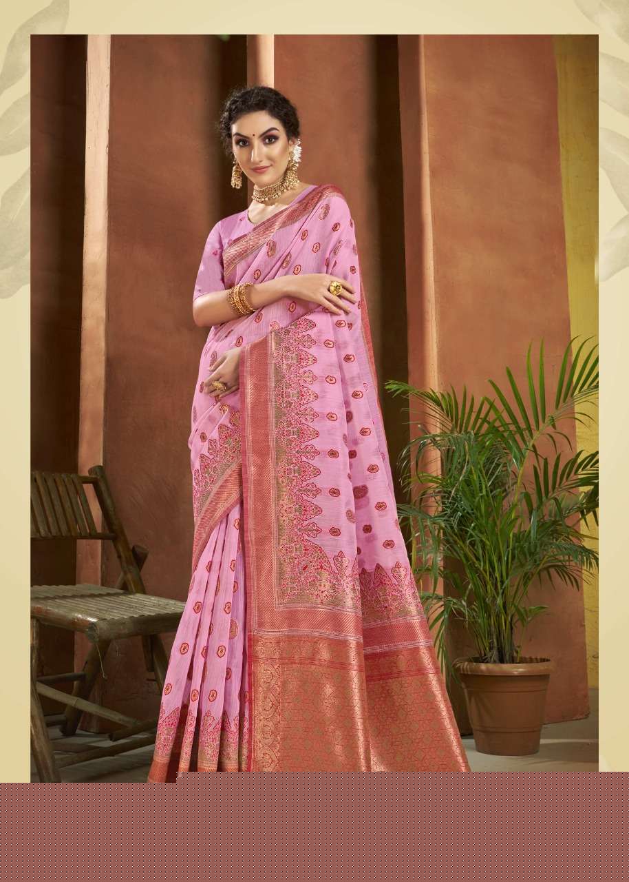 SKS LINEN-3019 BY SHAKUNT 14711 TO 14716 SERIES INDIAN TRADITIONAL WEAR COLLECTION BEAUTIFUL STYLISH FANCY COLORFUL PARTY WEAR & OCCASIONAL WEAR LINEN SAREES AT WHOLESALE PRICE