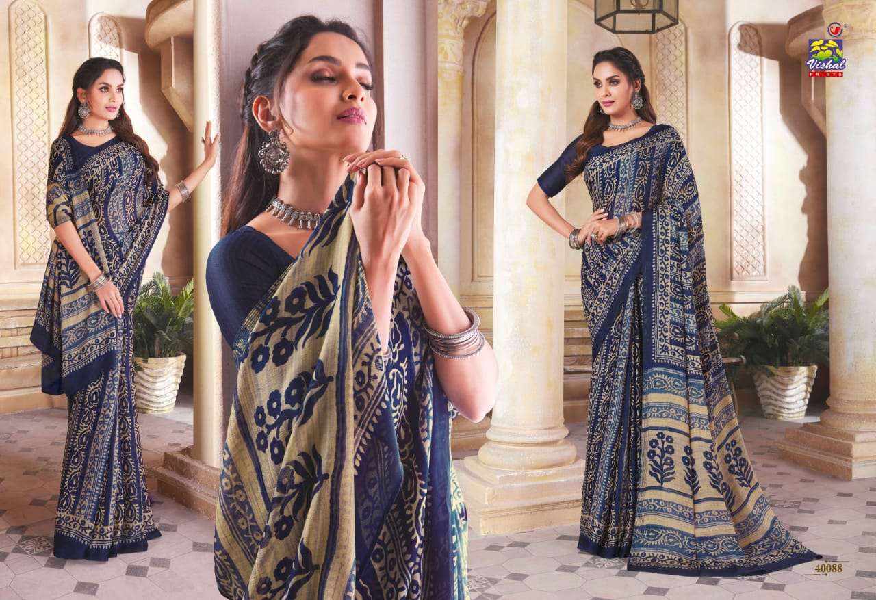 SHANAYA BY VISHAL PRINTS 40086 TO 40097 SERIES INDIAN TRADITIONAL WEAR COLLECTION BEAUTIFUL STYLISH FANCY COLORFUL PARTY WEAR & OCCASIONAL WEAR MOSS SAREES AT WHOLESALE PRICE