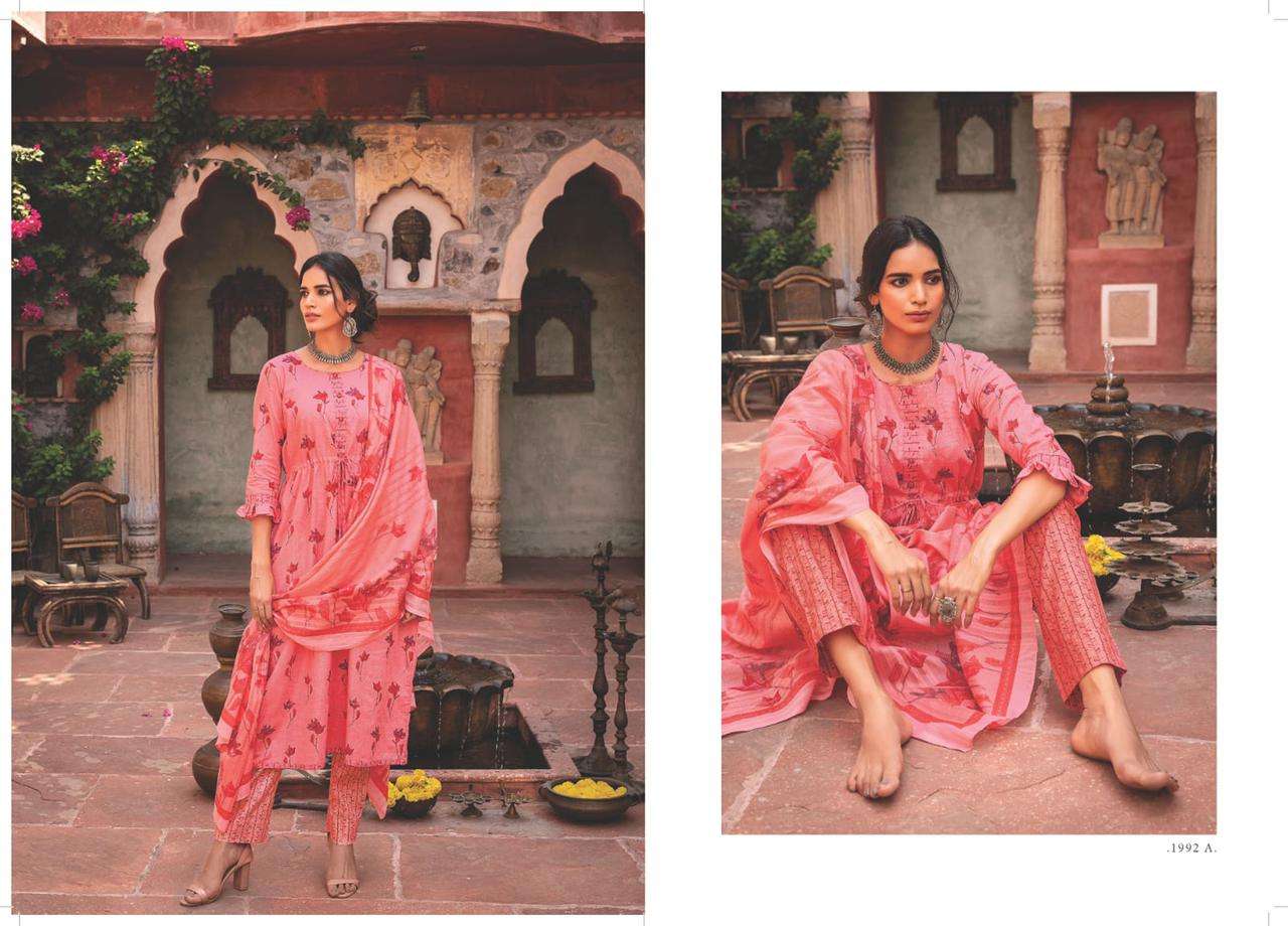 DHAARIA BY RIVAA 1990-A TO 1993-B SERIES BEAUTIFUL SUITS COLORFUL STYLISH FANCY CASUAL WEAR & ETHNIC WEAR PURE COTTON PRINT DRESSES AT WHOLESALE PRICE