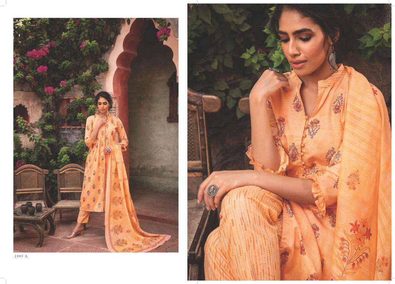 DHAARIA BY RIVAA 1990-A TO 1993-B SERIES BEAUTIFUL SUITS COLORFUL STYLISH FANCY CASUAL WEAR & ETHNIC WEAR PURE COTTON PRINT DRESSES AT WHOLESALE PRICE
