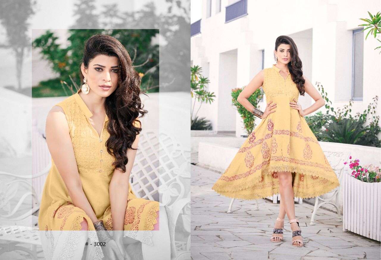 GOLDY VOL-13 BY SWEETY FASHION 3001 TO 3008 SERIES DESIGNER STYLISH FANCY COLORFUL BEAUTIFUL PARTY WEAR & ETHNIC WEAR COLLECTION RAYON KURTIS AT WHOLESALE PRICE