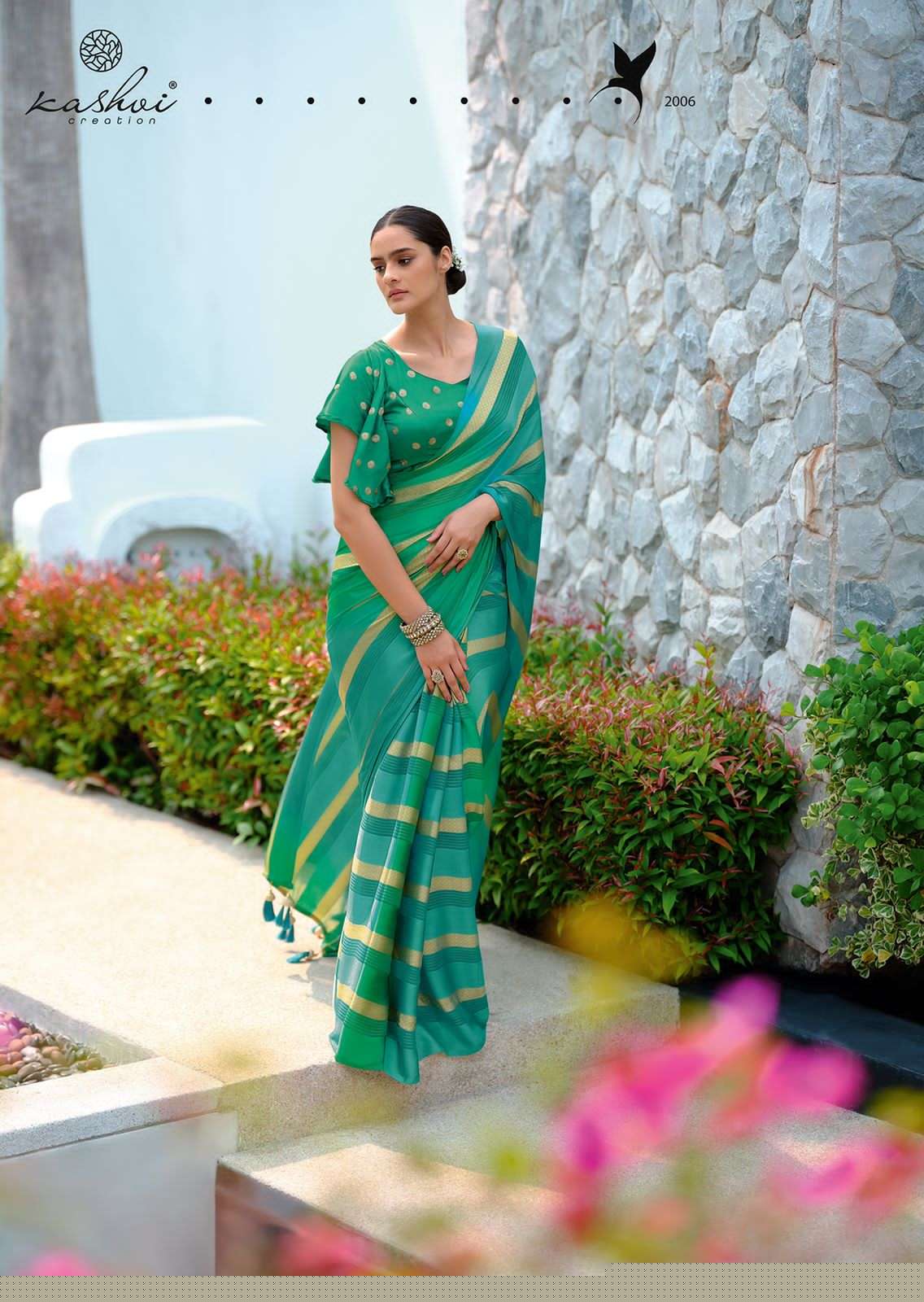 MUKTA BY KASHVI CREATION 2001 TO 2010 SERIES INDIAN TRADITIONAL WEAR COLLECTION BEAUTIFUL STYLISH FANCY COLORFUL PARTY WEAR & OCCASIONAL WEAR VISCOSE CREPE SAREES AT WHOLESALE PRICE