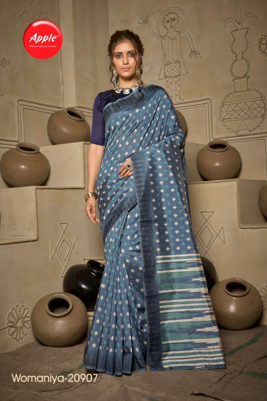 WOMANIYA VOL-20 BY APPLE 20901 TO 20908 SERIES INDIAN TRADITIONAL WEAR COLLECTION BEAUTIFUL STYLISH FANCY COLORFUL PARTY WEAR & OCCASIONAL WEAR BHAGALPURI SAREES AT WHOLESALE PRICE