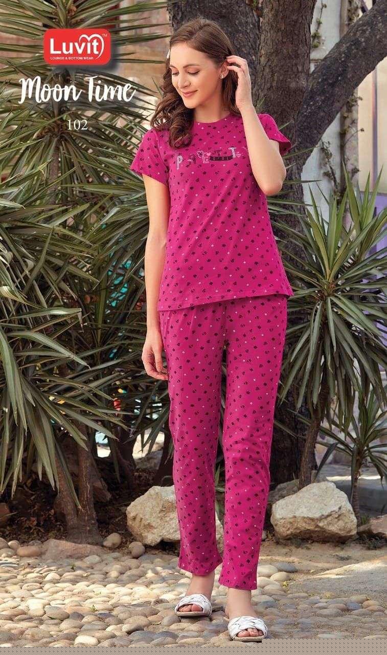MOON TIME BY LUVIT 101 TO 108 SERIES DESIGNER STYLISH FANCY COLORFUL BEAUTIFUL PARTY WEAR & ETHNIC WEAR COLLECTION PURE SINKER NIGHT SUITS AT WHOLESALE PRICE